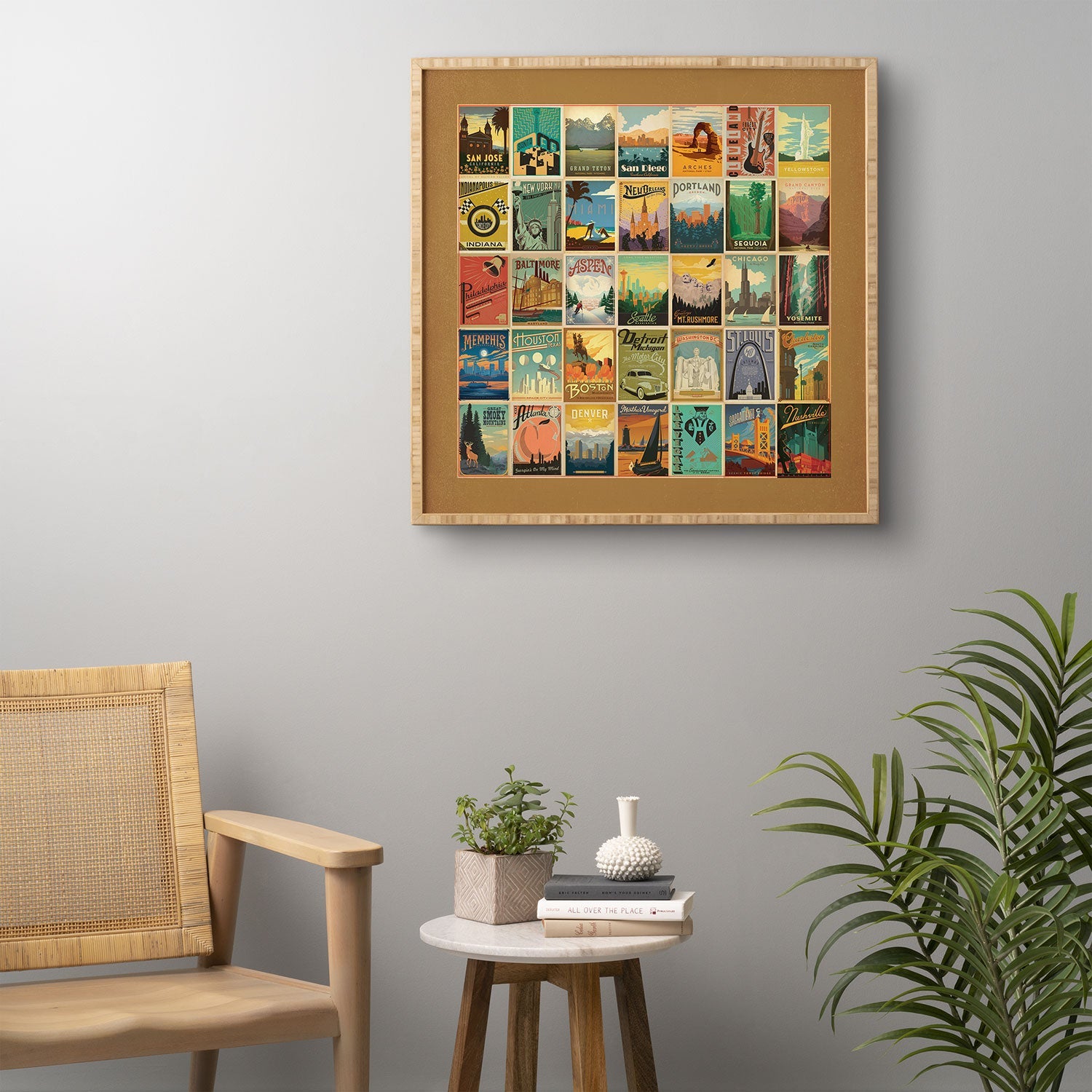 Anderson Design Group City Pattern Border Framed Wall Art