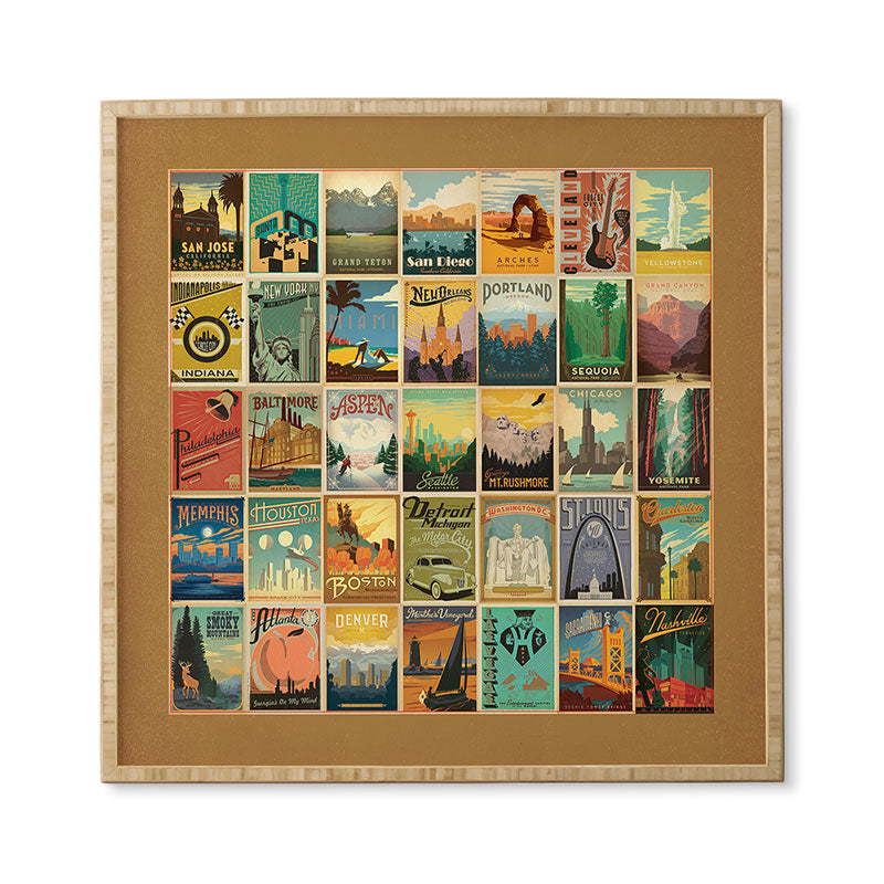 Anderson Design Group City Pattern Border Framed Wall Art