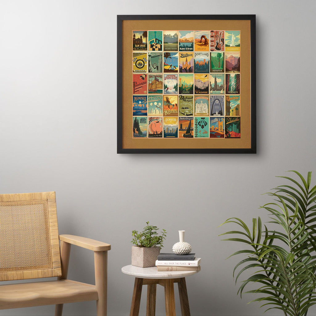 Anderson Design Group City Pattern Border Framed Wall Art