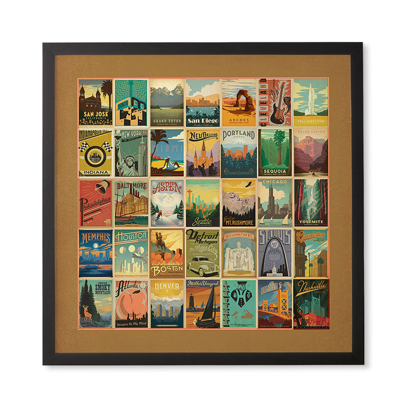 Anderson Design Group City Pattern Border Framed Wall Art