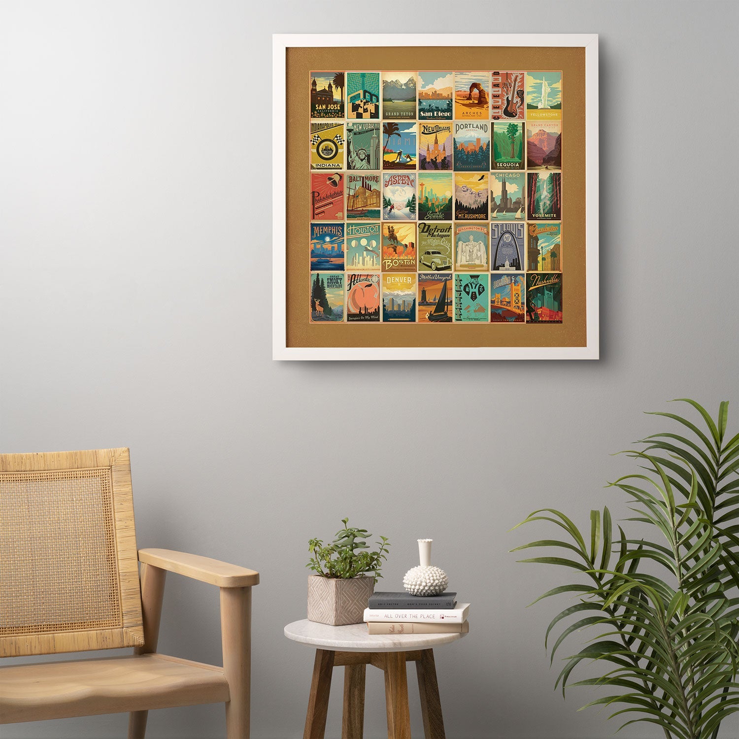 Anderson Design Group City Pattern Border Framed Wall Art
