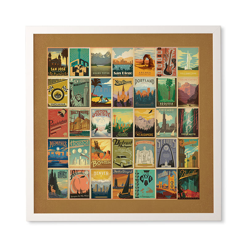 Anderson Design Group City Pattern Border Framed Wall Art