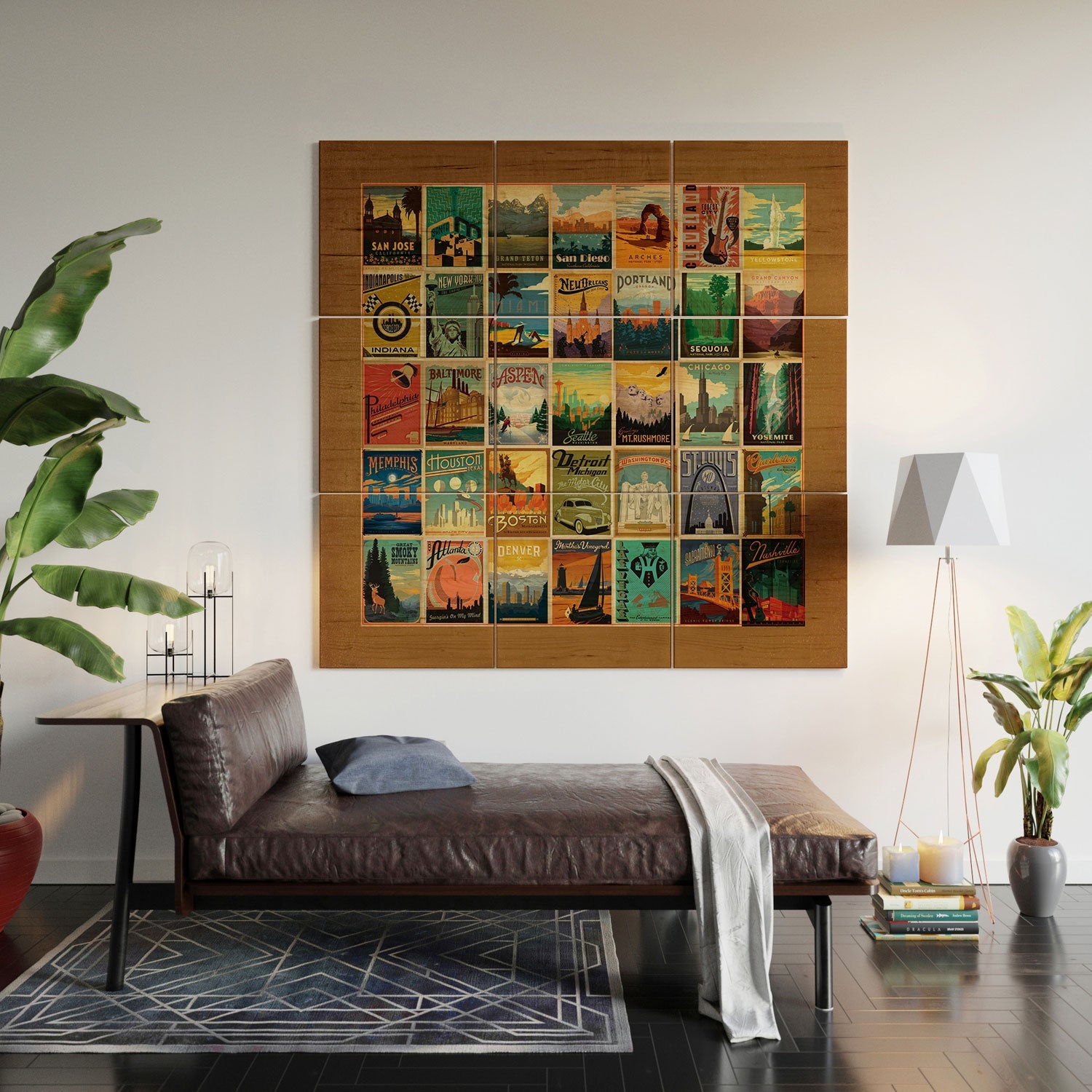 Anderson Design Group City Pattern Border Wood Wall Mural