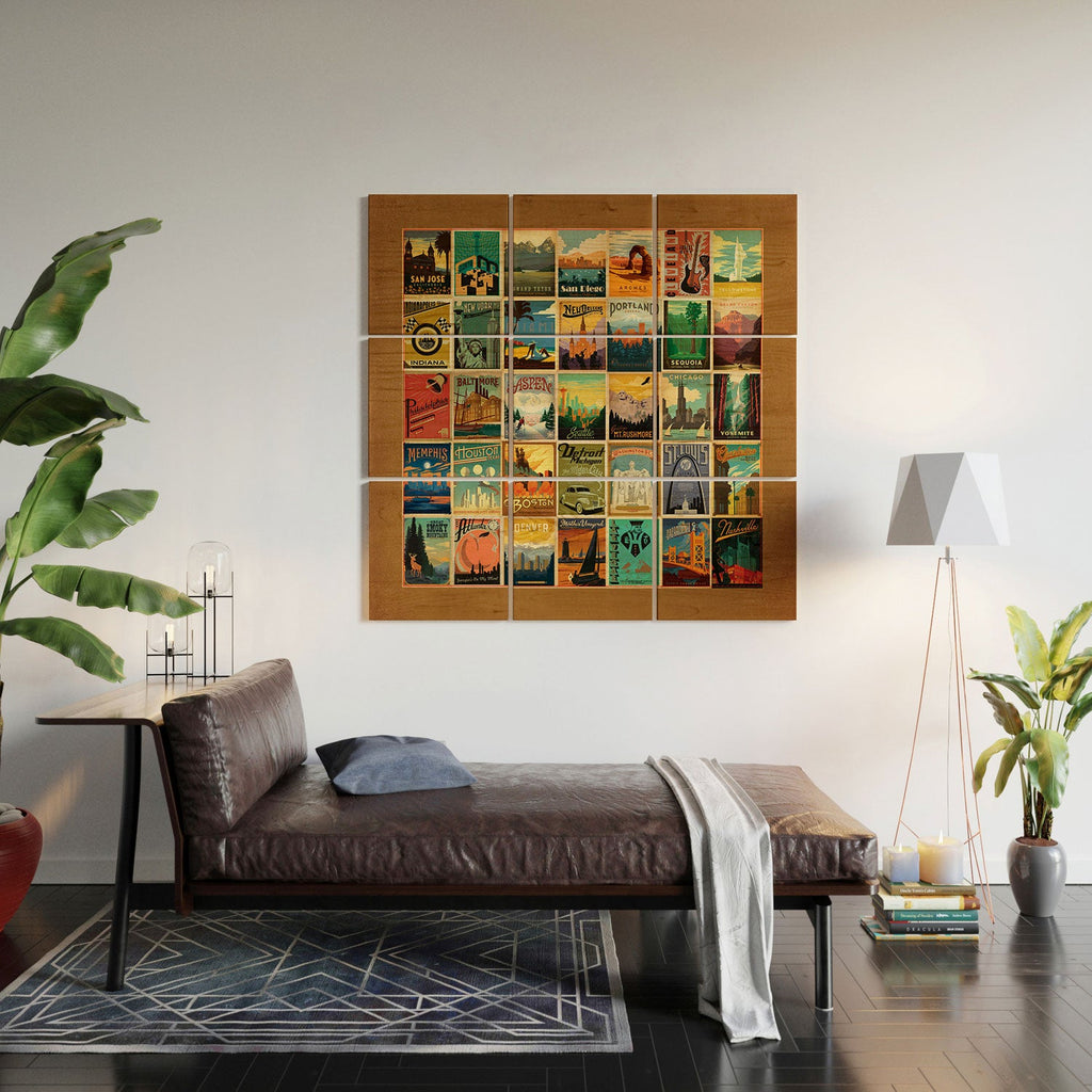 Anderson Design Group City Pattern Border Wood Wall Mural