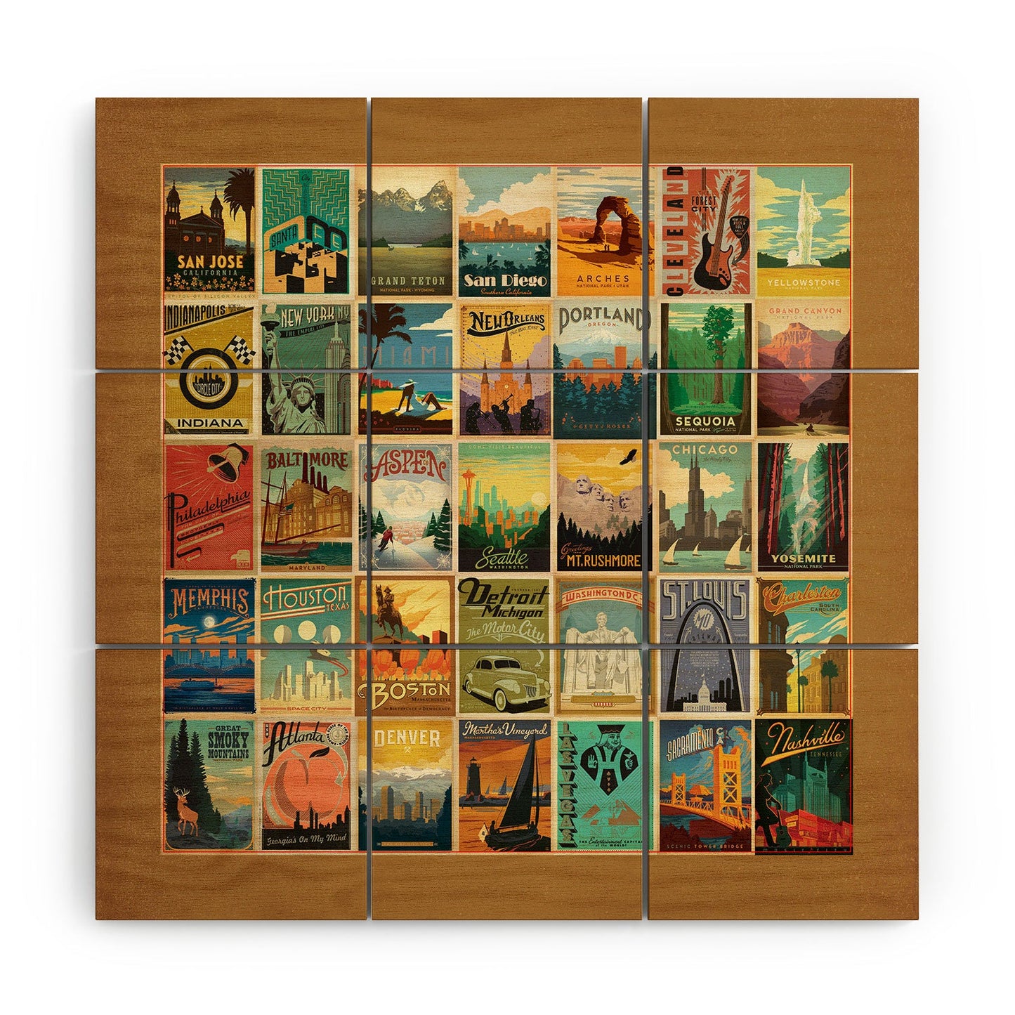 Anderson Design Group City Pattern Border Wood Wall Mural