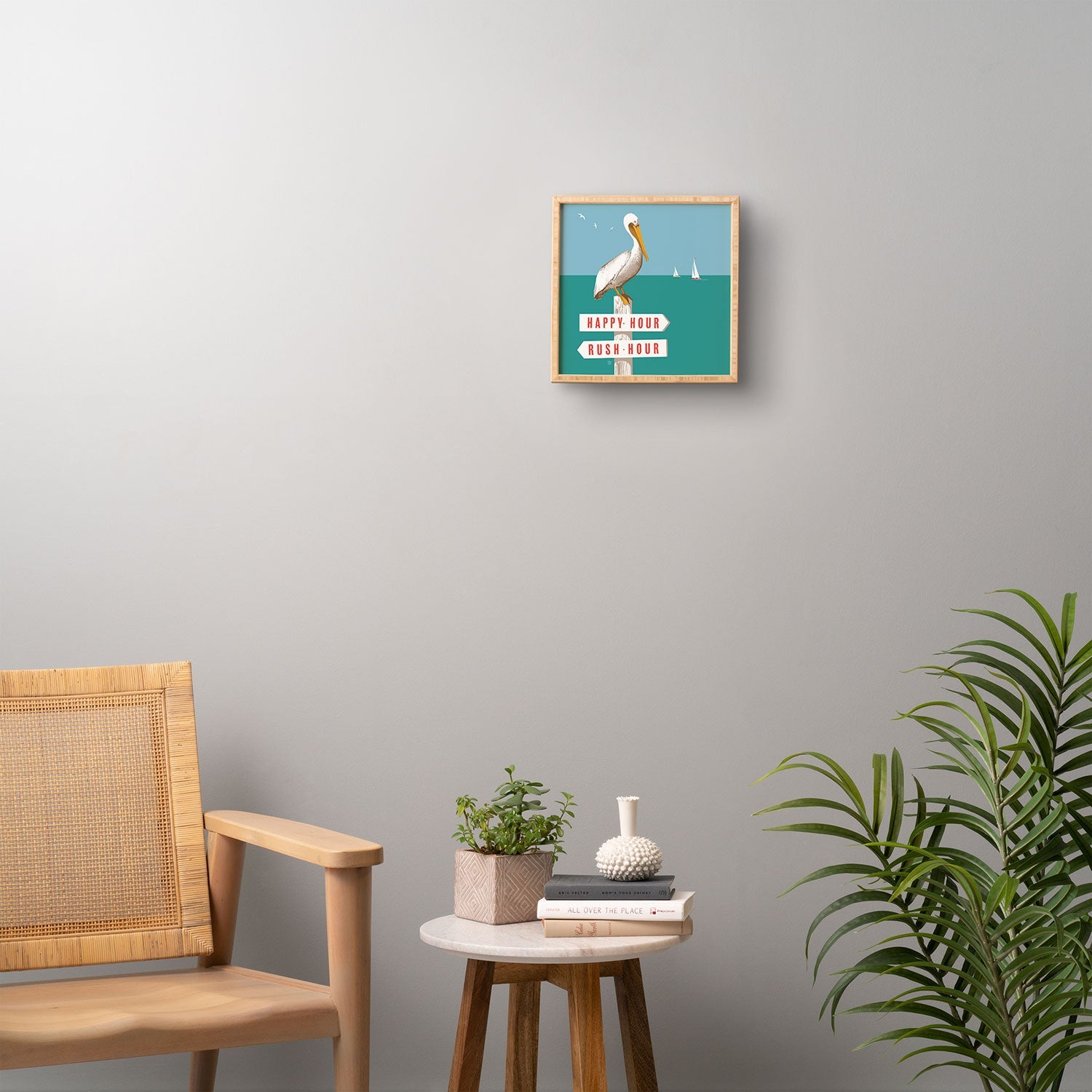 Anderson Design Group Pelican On Rush Hour Happy Hour Sign Framed Wall Art