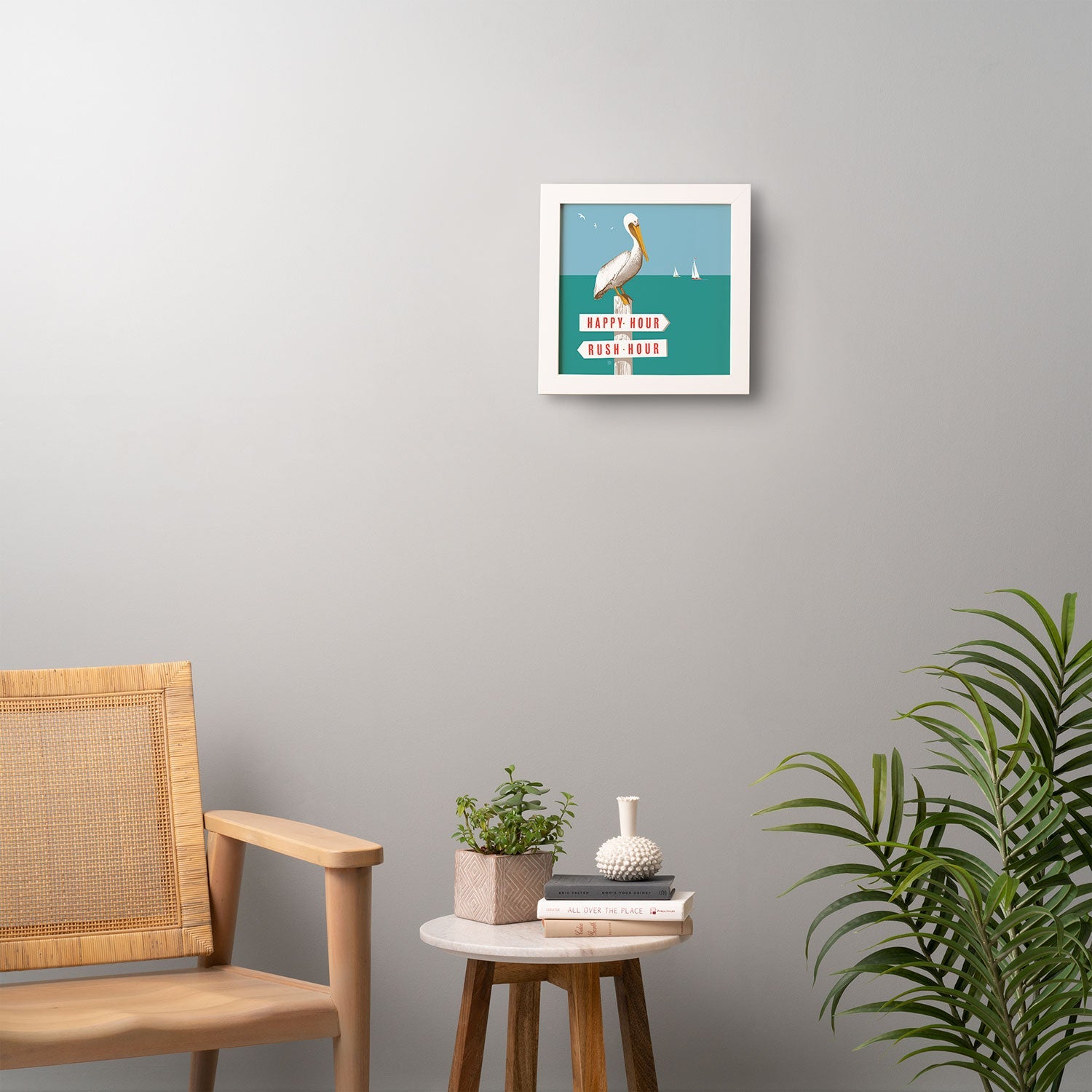 Anderson Design Group Pelican On Rush Hour Happy Hour Sign Framed Wall Art