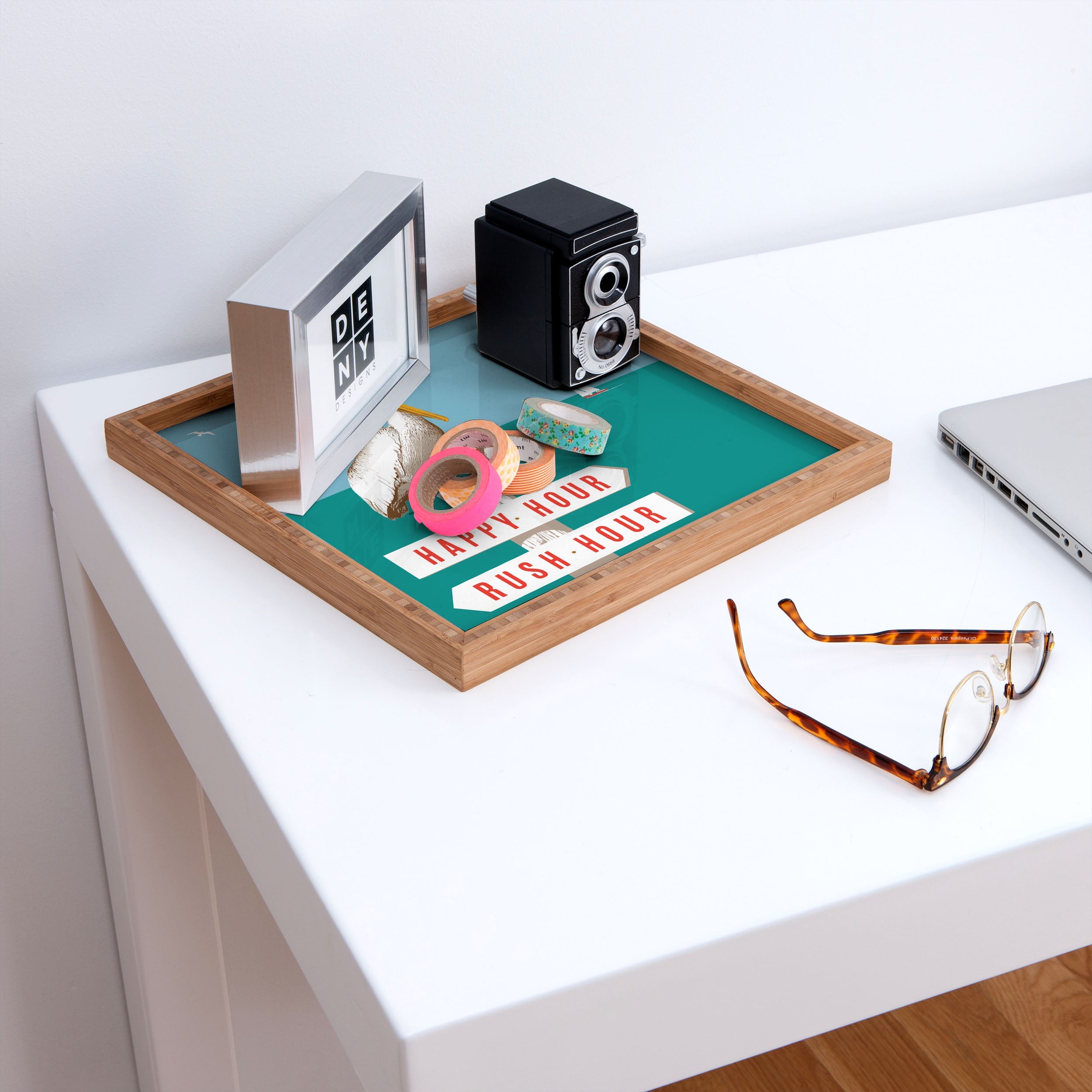 Anderson Design Group Pelican On Rush Hour Happy Hour Sign Square Tray