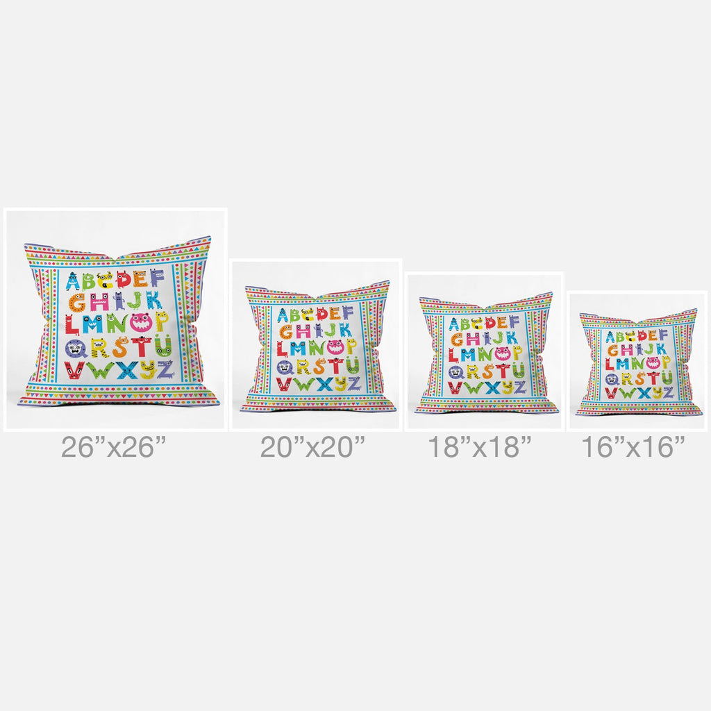 Andi Bird Alphabet Monsters Throw Pillow