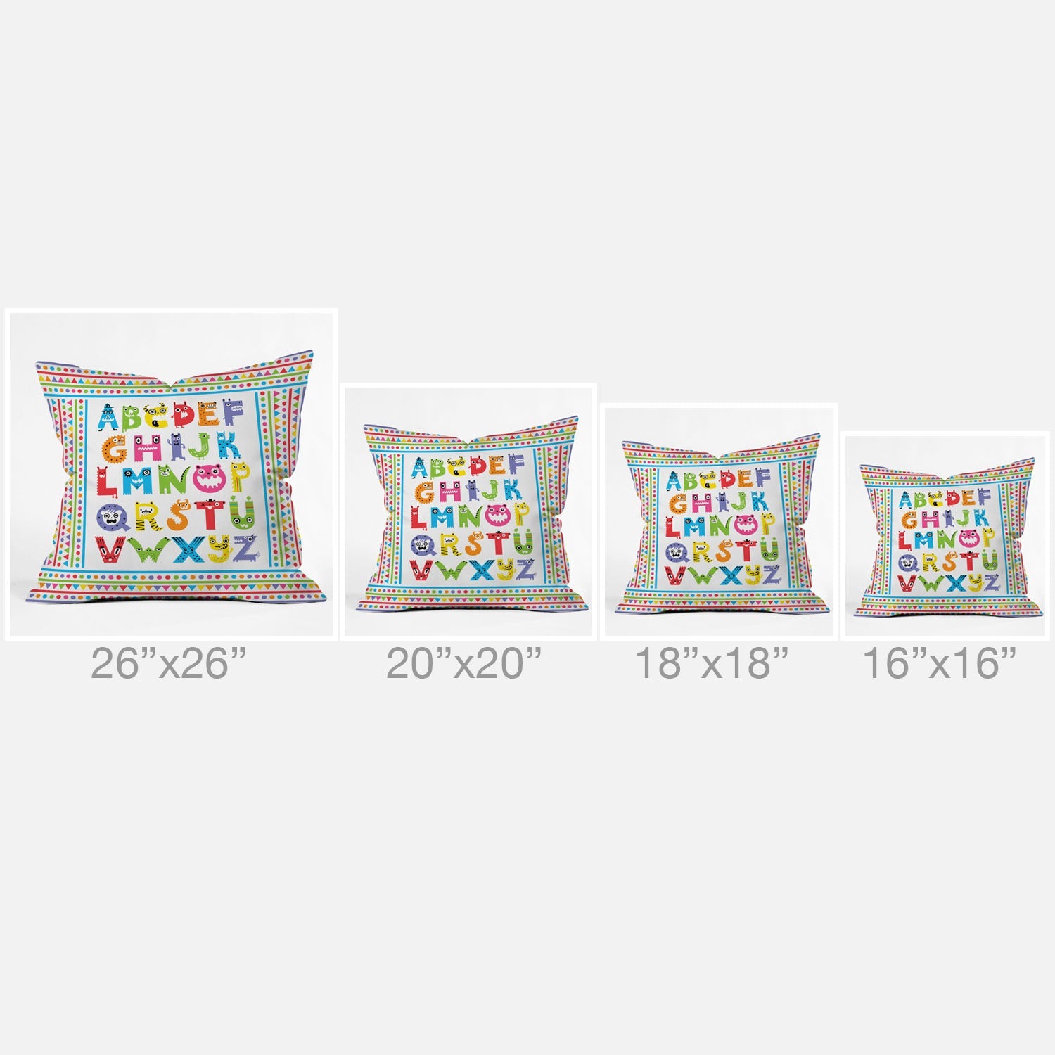 Andi Bird Alphabet Monsters Throw Pillow