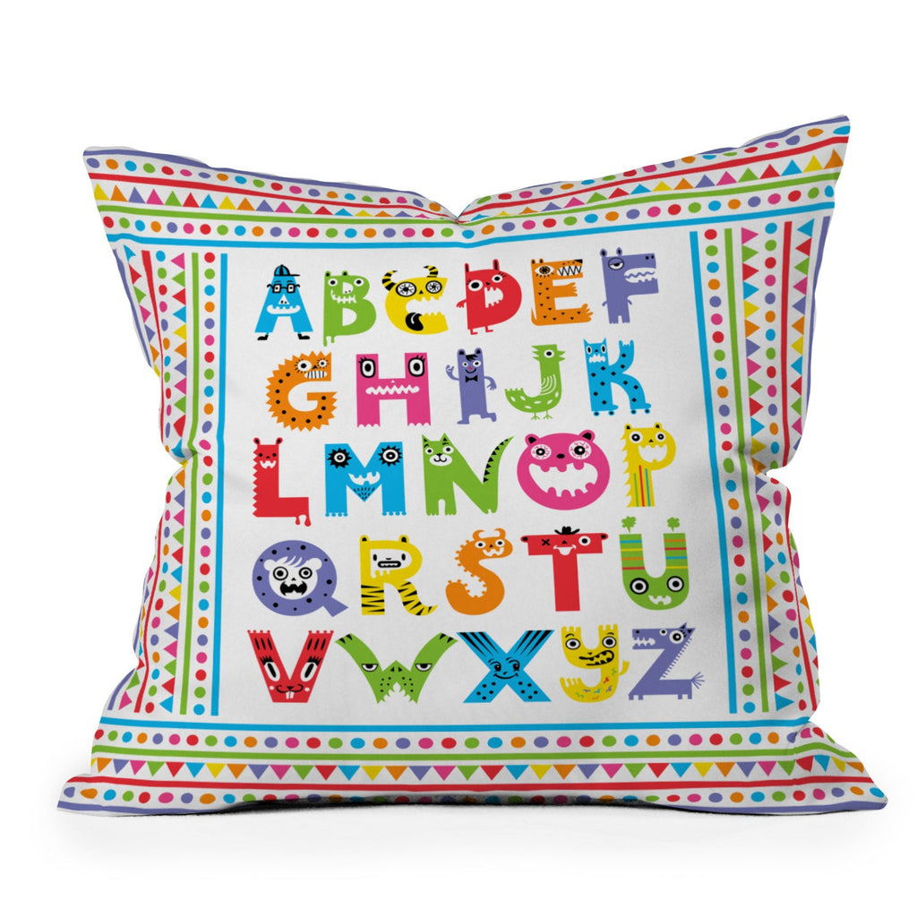 Andi Bird Alphabet Monsters Throw Pillow