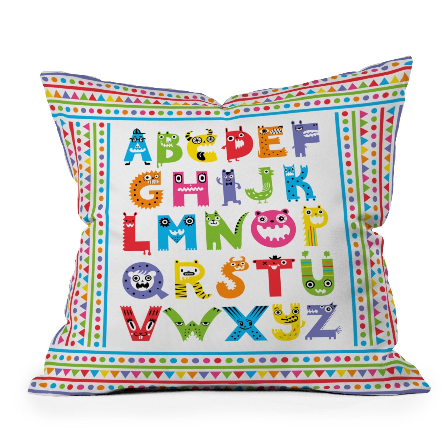 Andi Bird Alphabet Monsters Throw Pillow