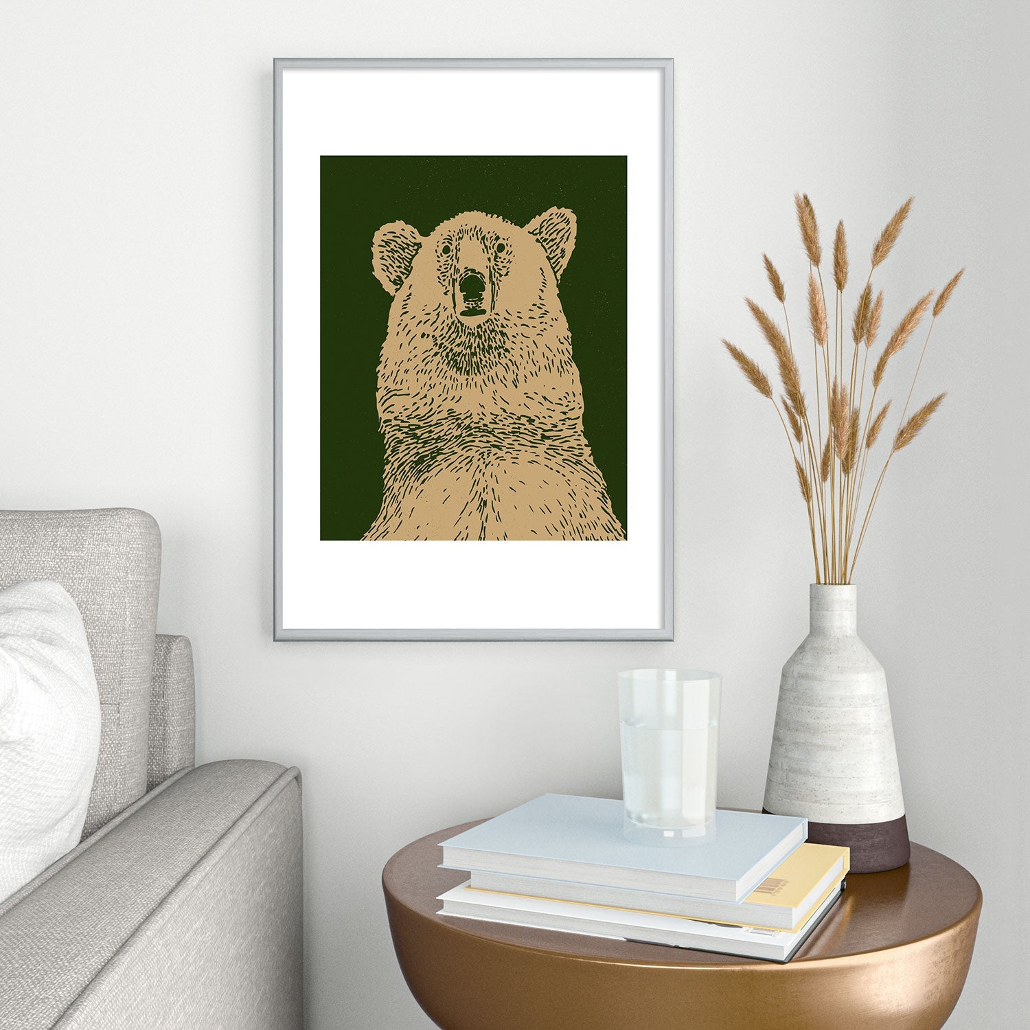 Andrew Henry Kodiak Bear Metal Framed Art Print
