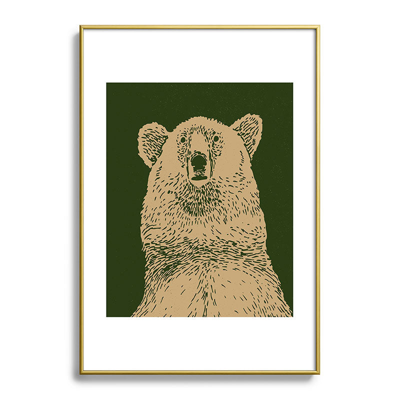 Andrew Henry Kodiak Bear Metal Framed Art Print
