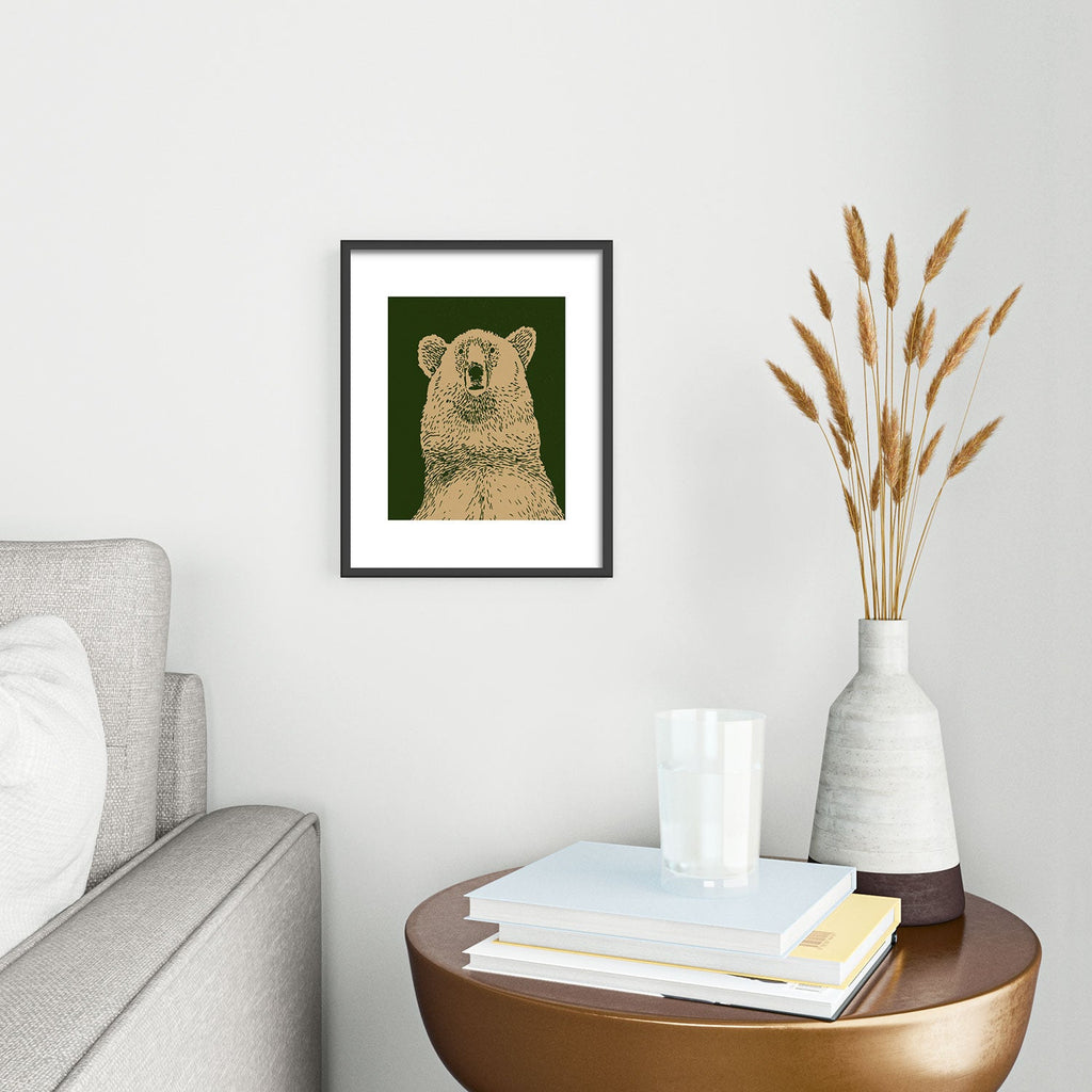 Andrew Henry Kodiak Bear Metal Framed Art Print