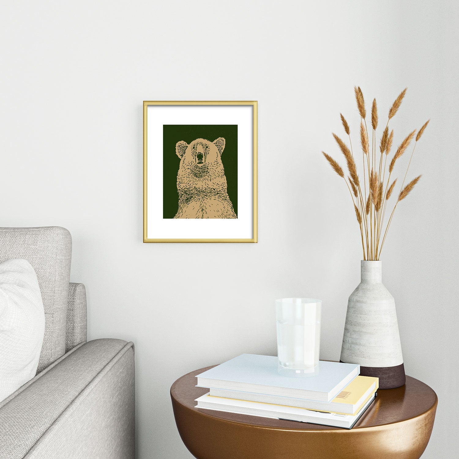 Andrew Henry Kodiak Bear Metal Framed Art Print