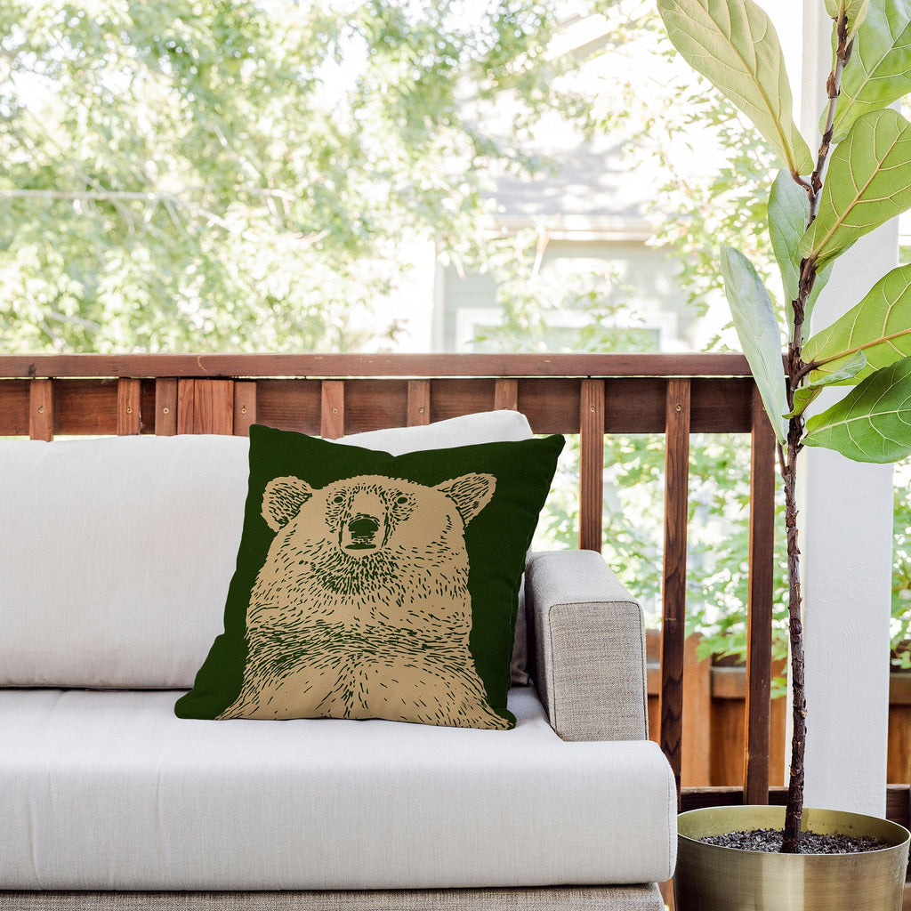 Andrew Henry Kodiak Bear Outdoor Throw Pillow