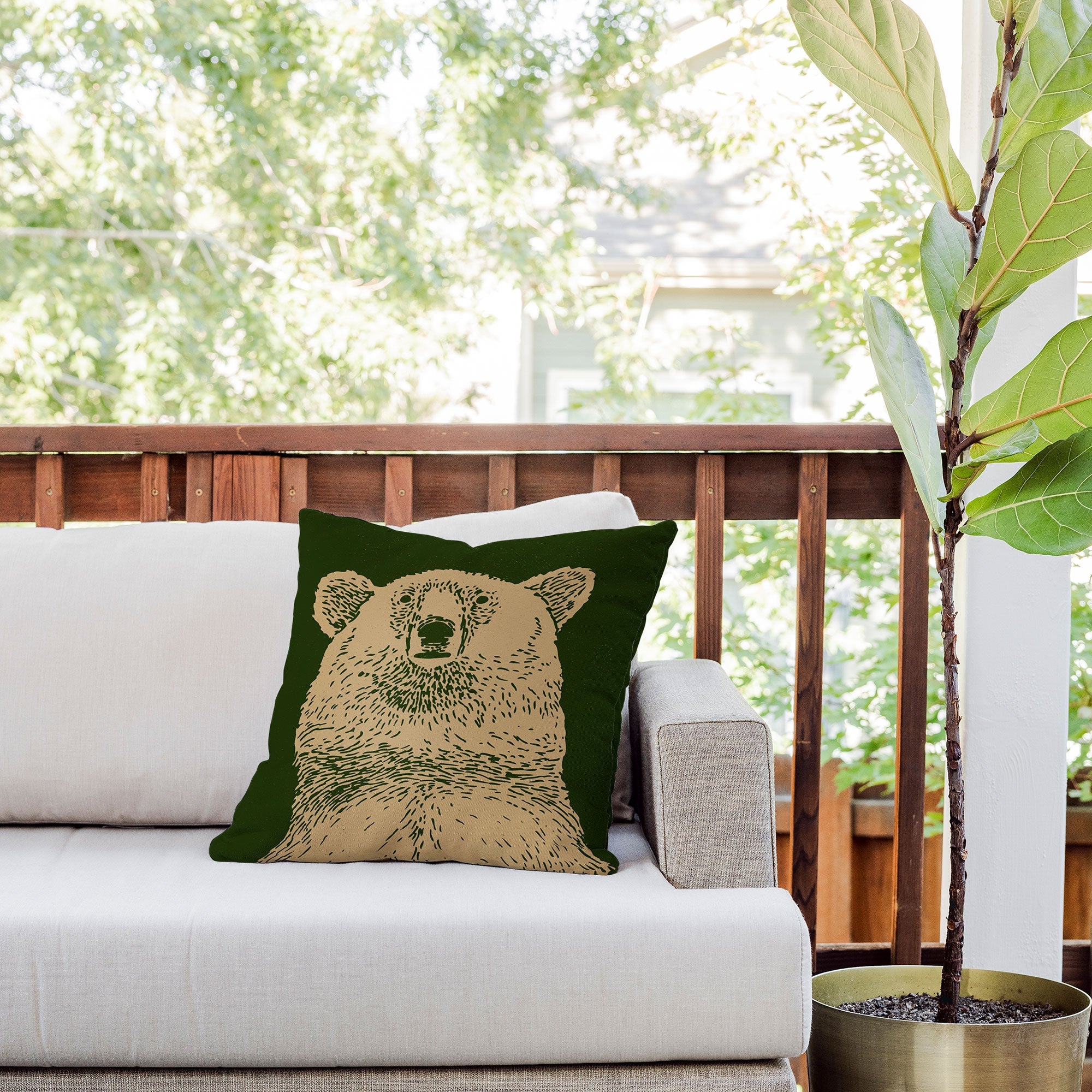 Andrew Henry Kodiak Bear Outdoor Throw Pillow