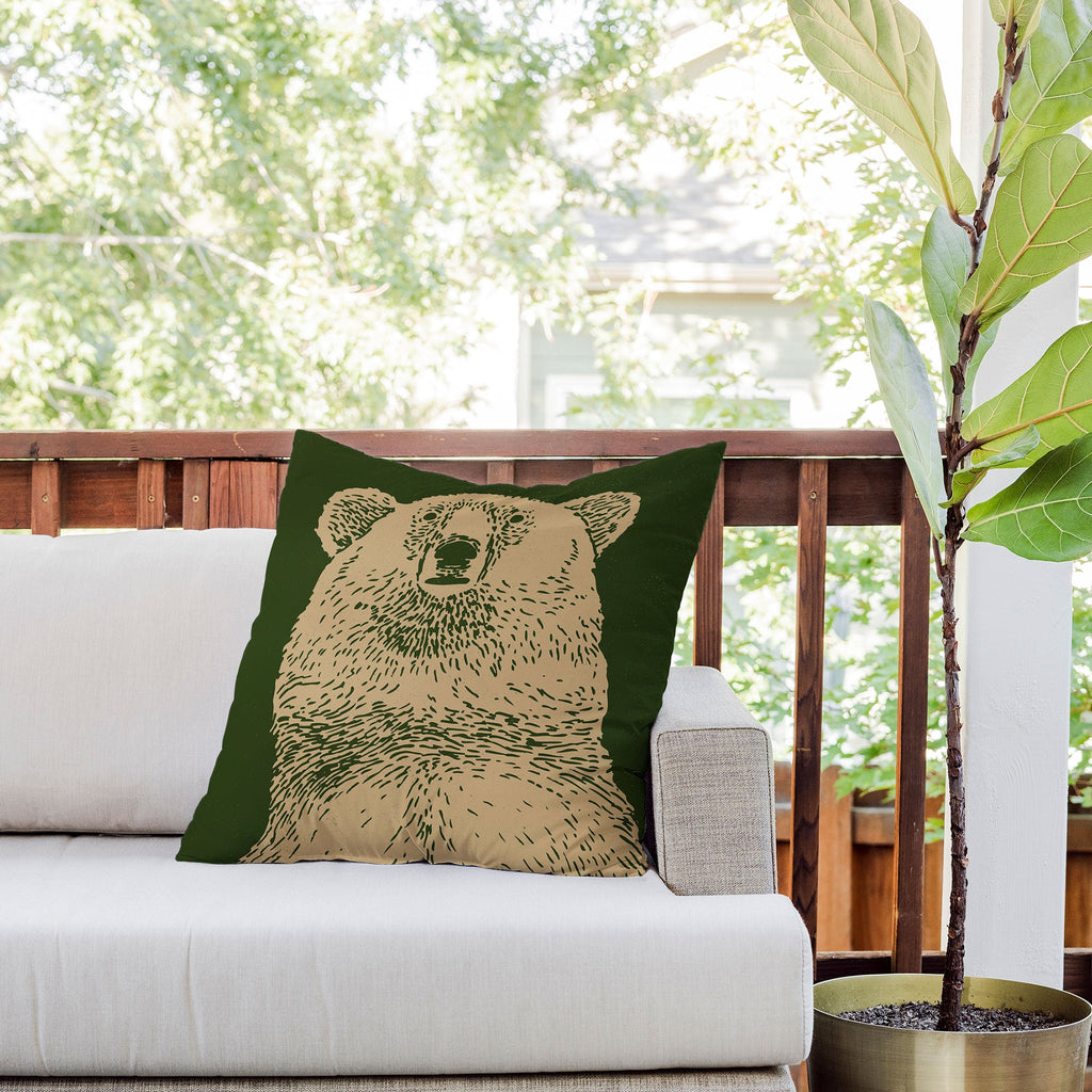 Andrew Henry Kodiak Bear Outdoor Throw Pillow