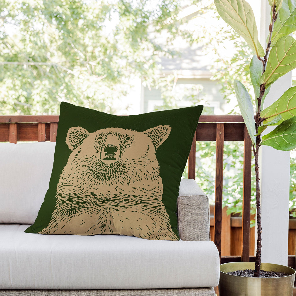 Andrew Henry Kodiak Bear Outdoor Throw Pillow