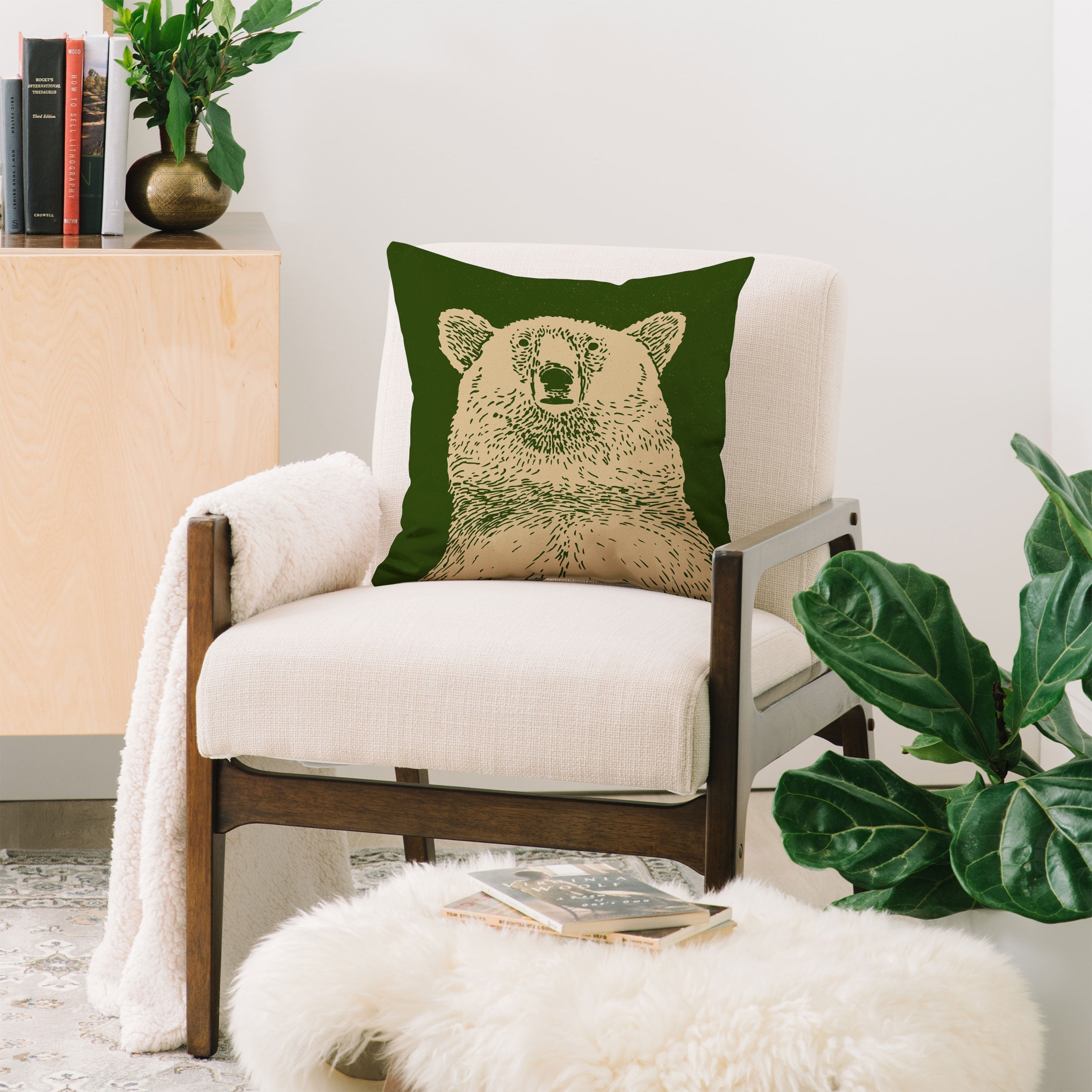 Andrew Henry Kodiak Bear Throw Pillow