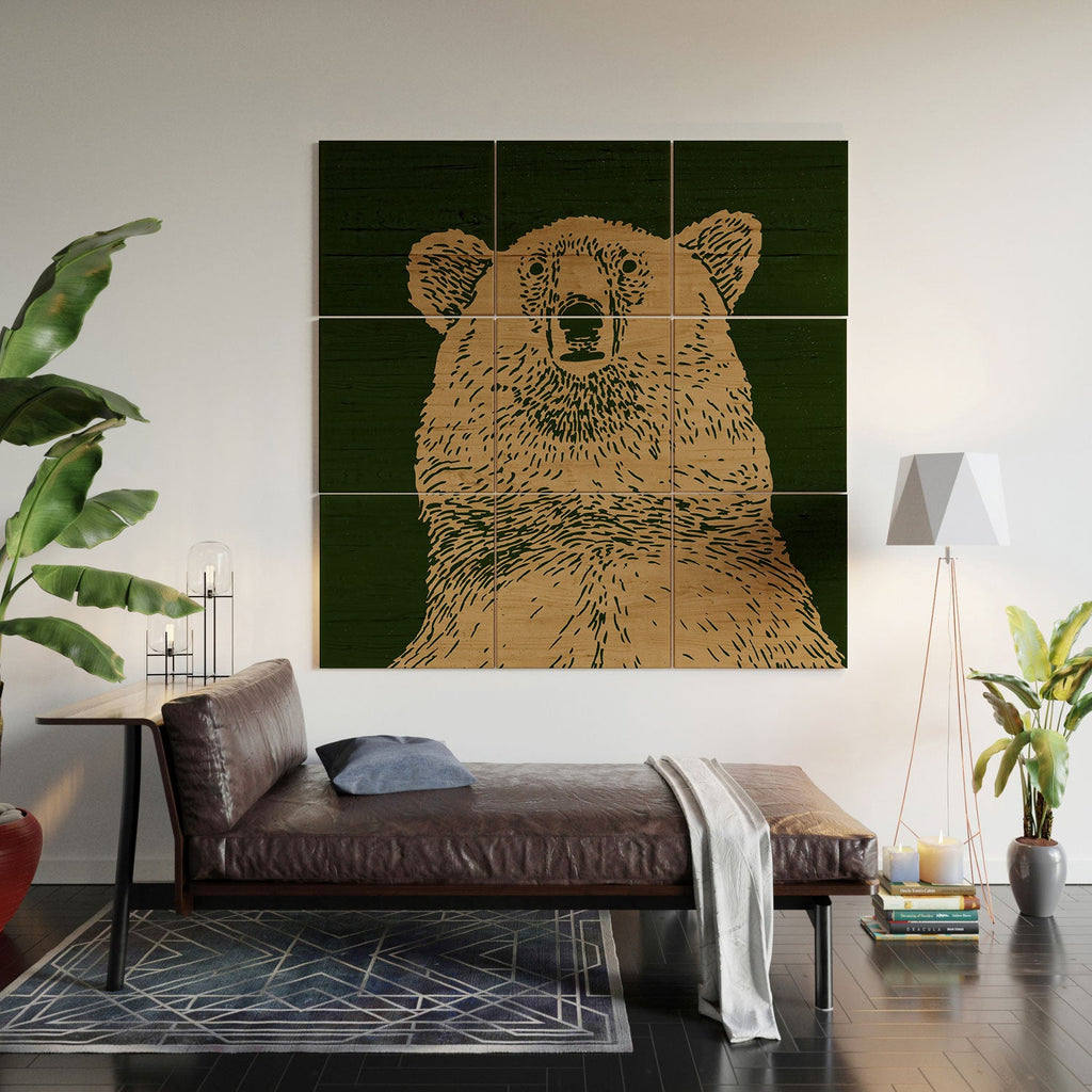 Andrew Henry Kodiak Bear Wood Wall Mural