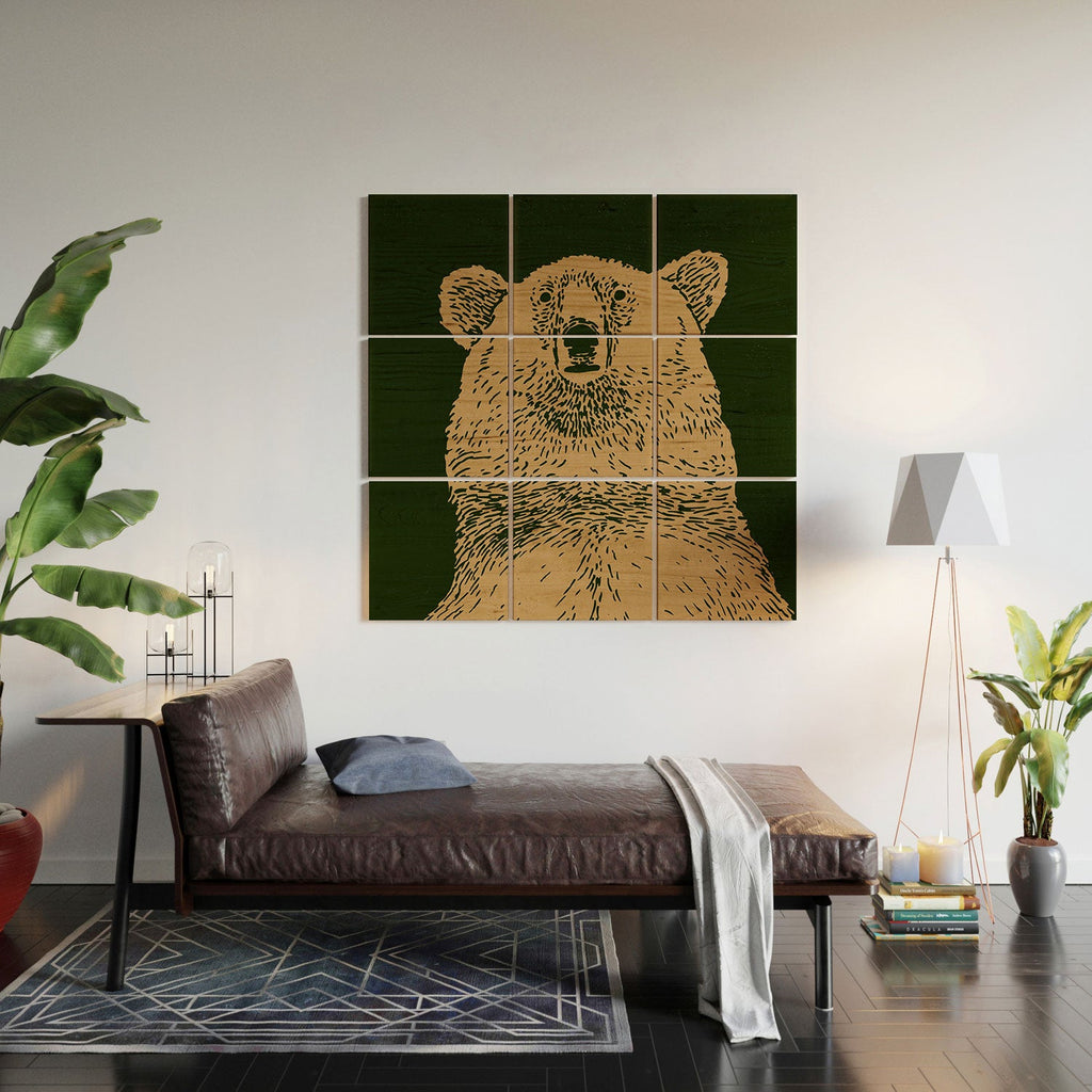 Andrew Henry Kodiak Bear Wood Wall Mural