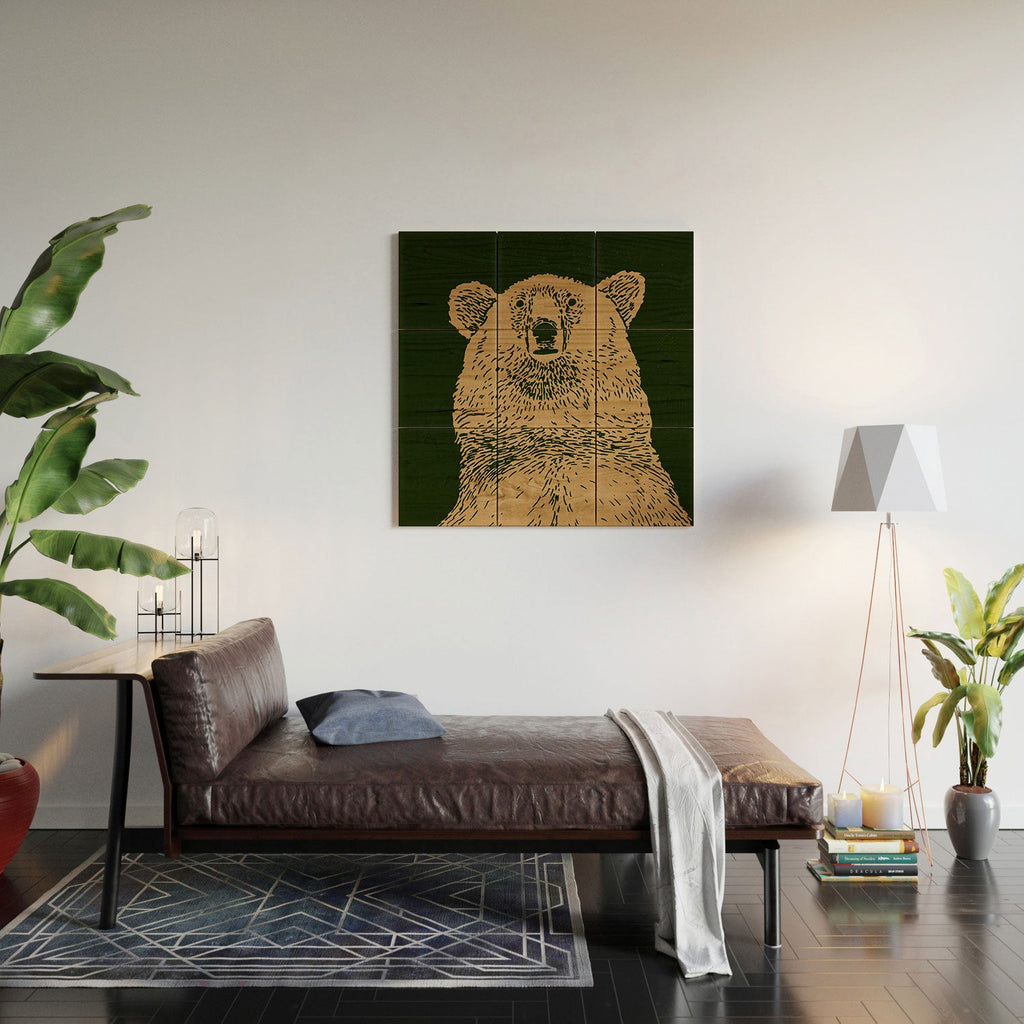 Andrew Henry Kodiak Bear Wood Wall Mural