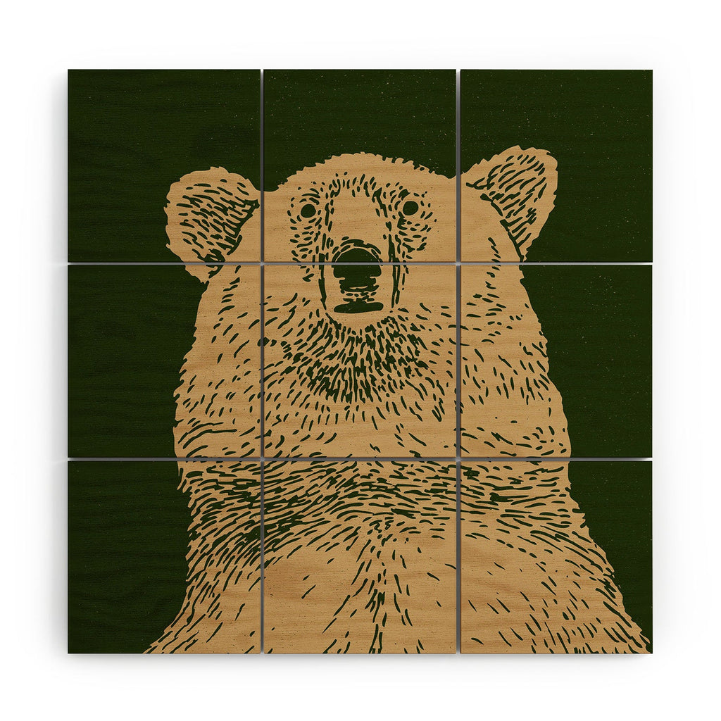 Andrew Henry Kodiak Bear Wood Wall Mural