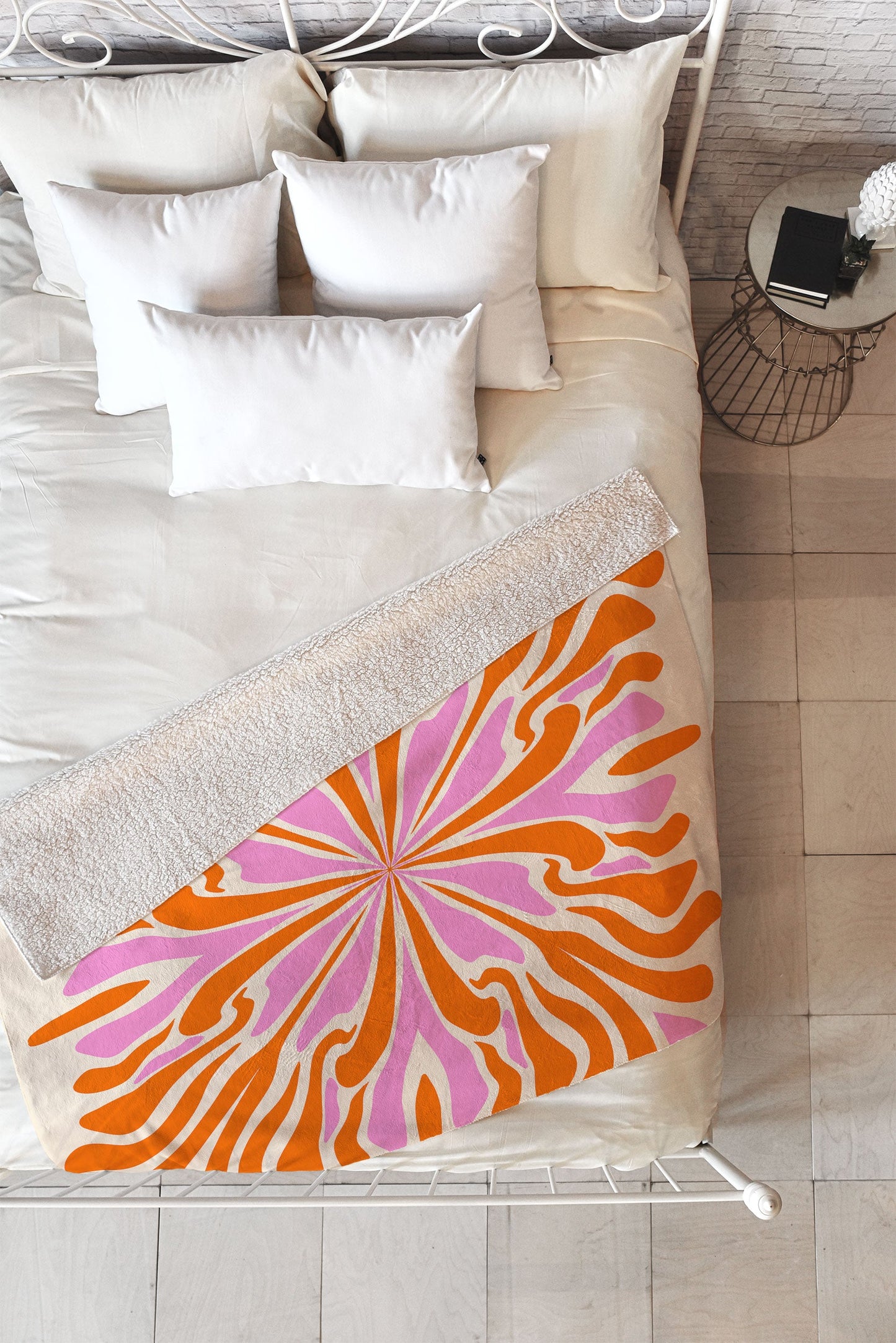 Angela Minca Abstract Symmetry Petals 2 Fleece Throw Blanket