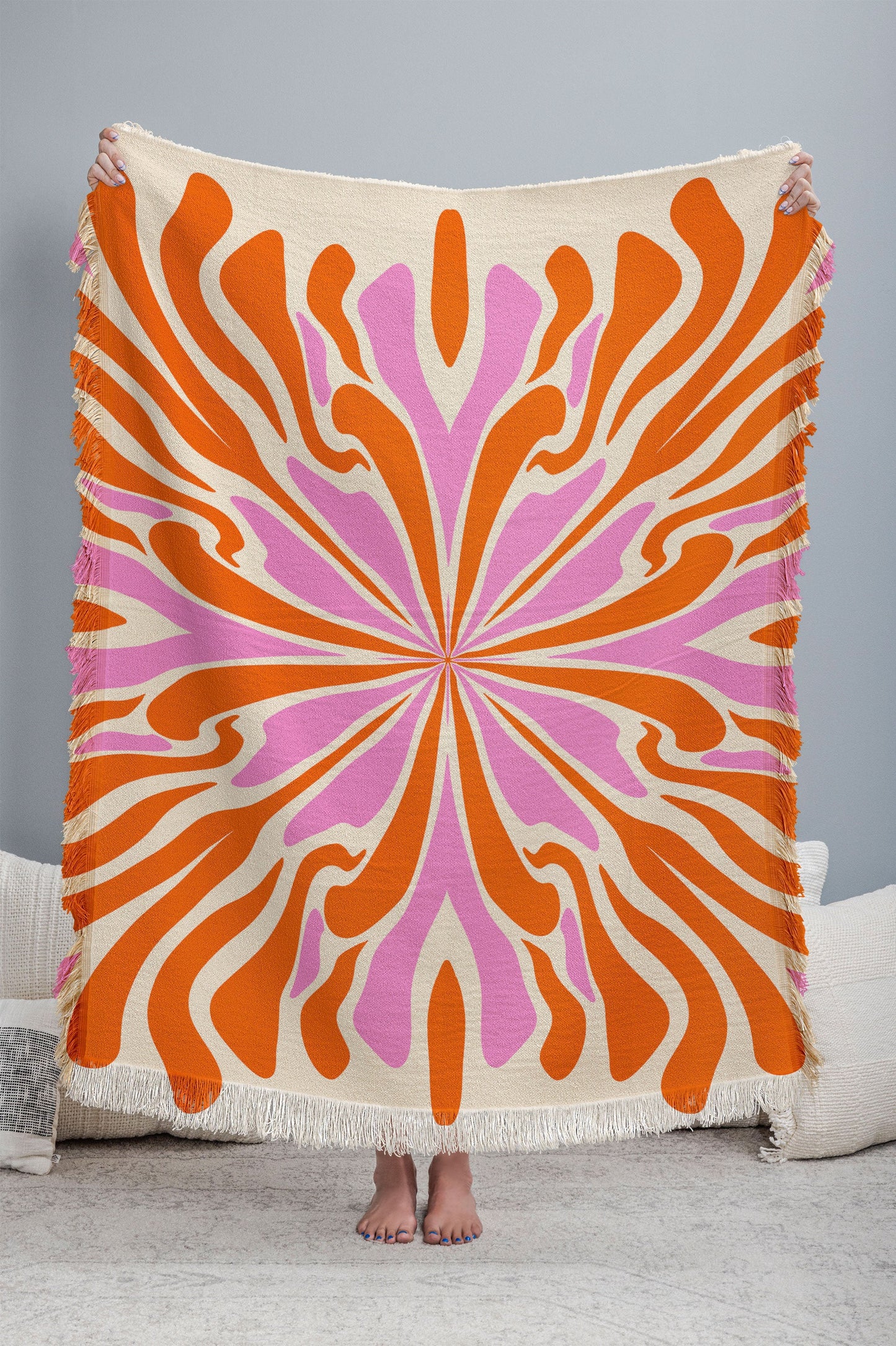 Angela Minca Abstract Symmetry Petals 2 Throw Blanket