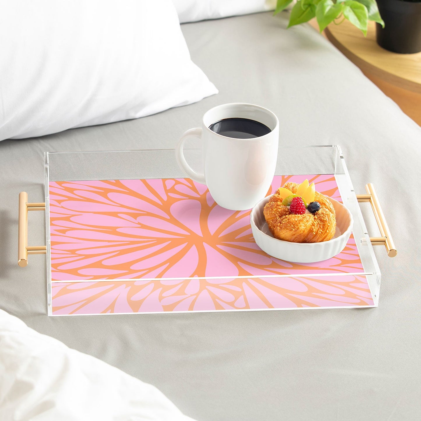 Angela Minca Pink pastel floral burst Acrylic Tray