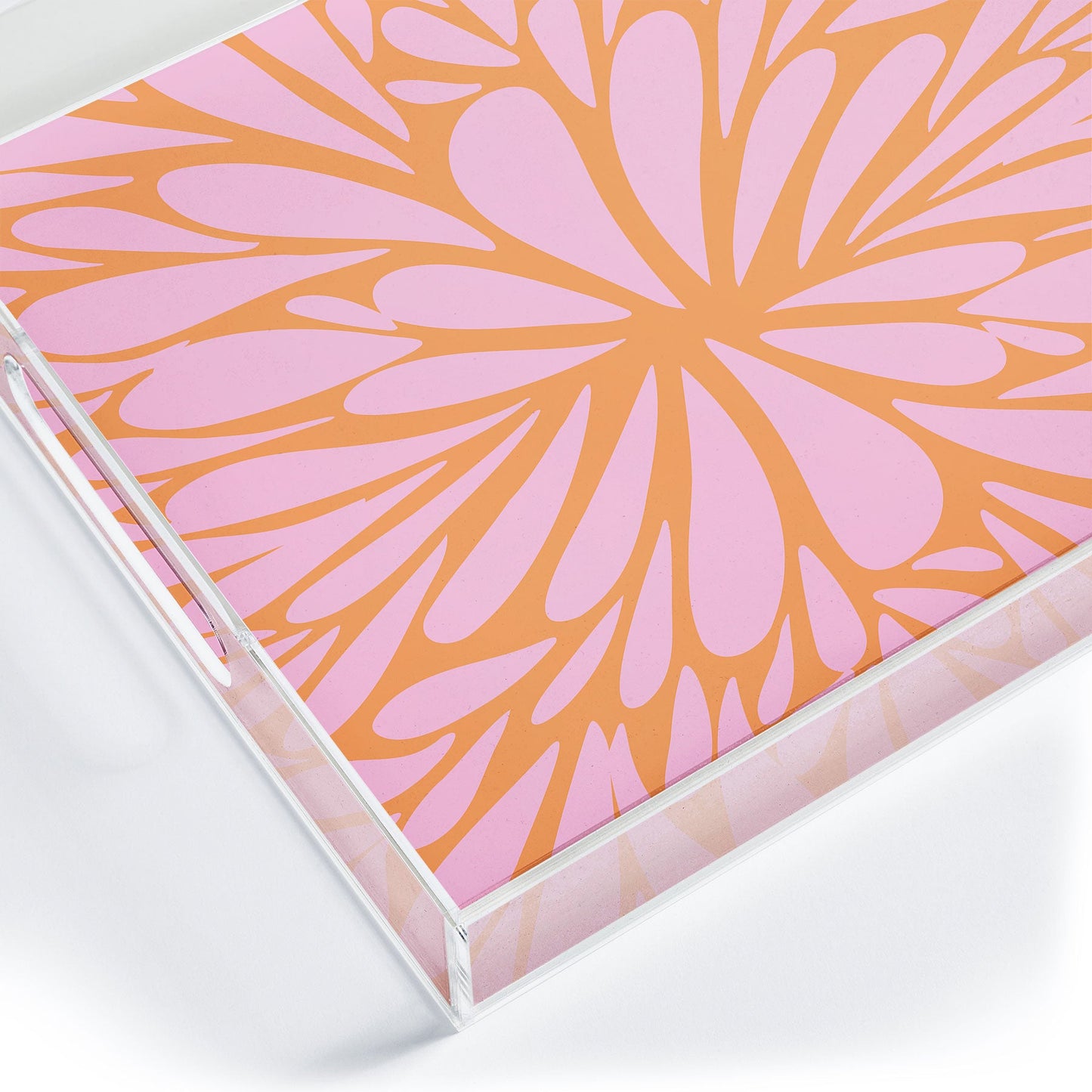 Angela Minca Pink pastel floral burst Acrylic Tray