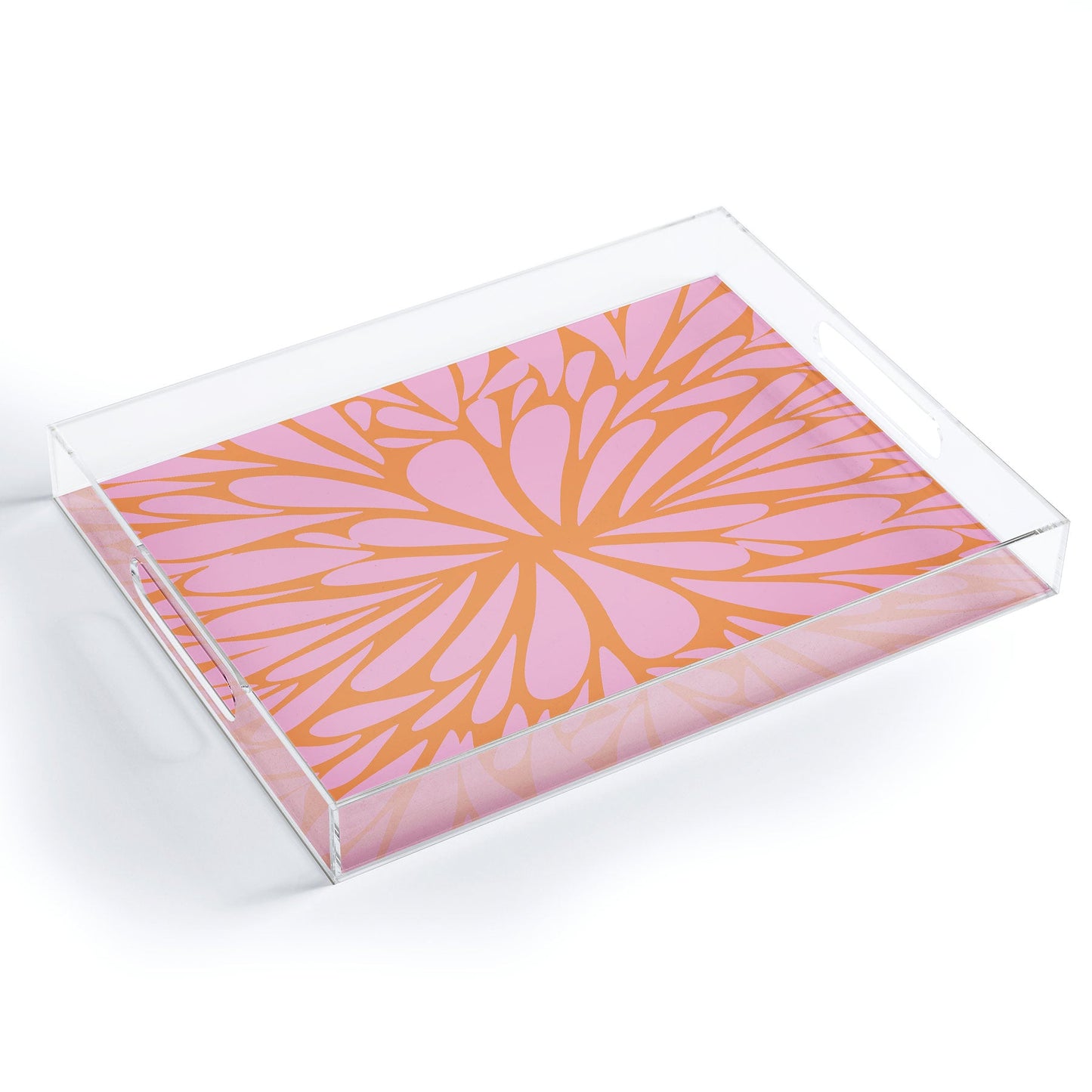Angela Minca Pink pastel floral burst Acrylic Tray