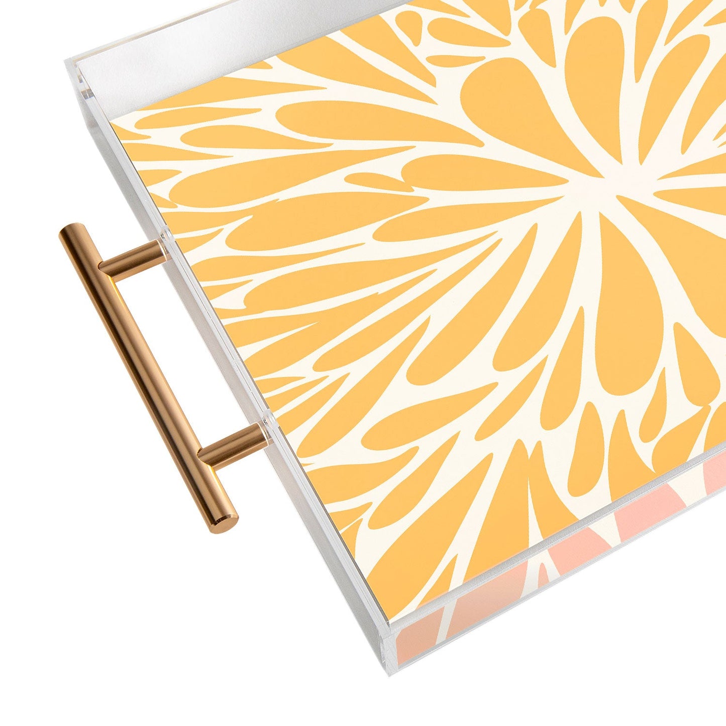 Angela Minca Yellow pastel floral burst Acrylic Tray