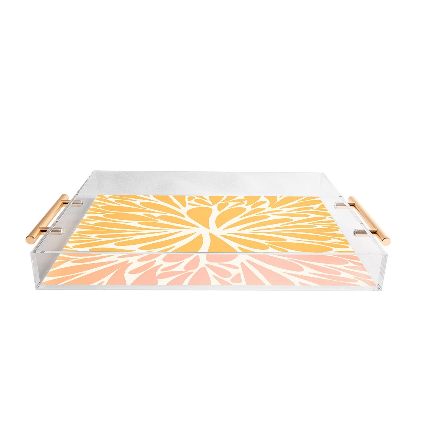 Angela Minca Yellow pastel floral burst Acrylic Tray