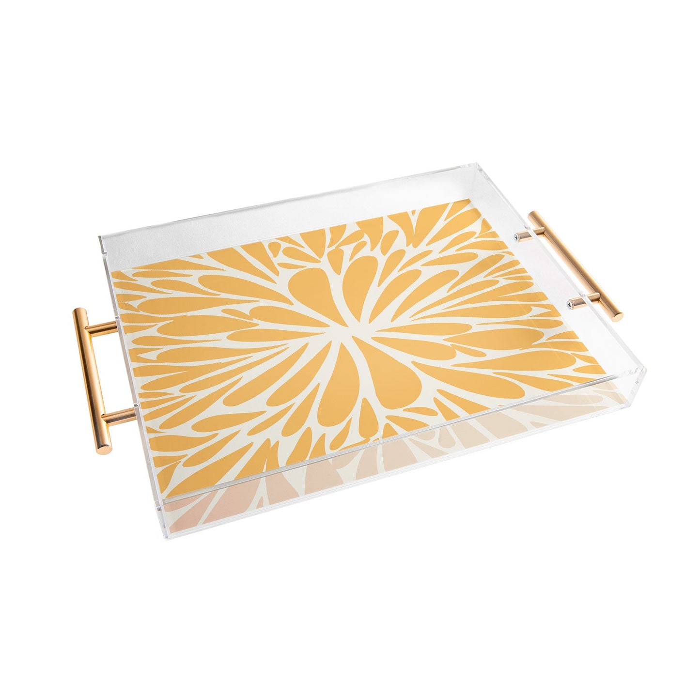 Angela Minca Yellow pastel floral burst Acrylic Tray