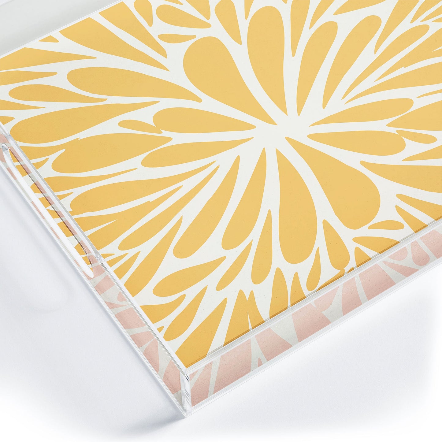 Angela Minca Yellow pastel floral burst Acrylic Tray
