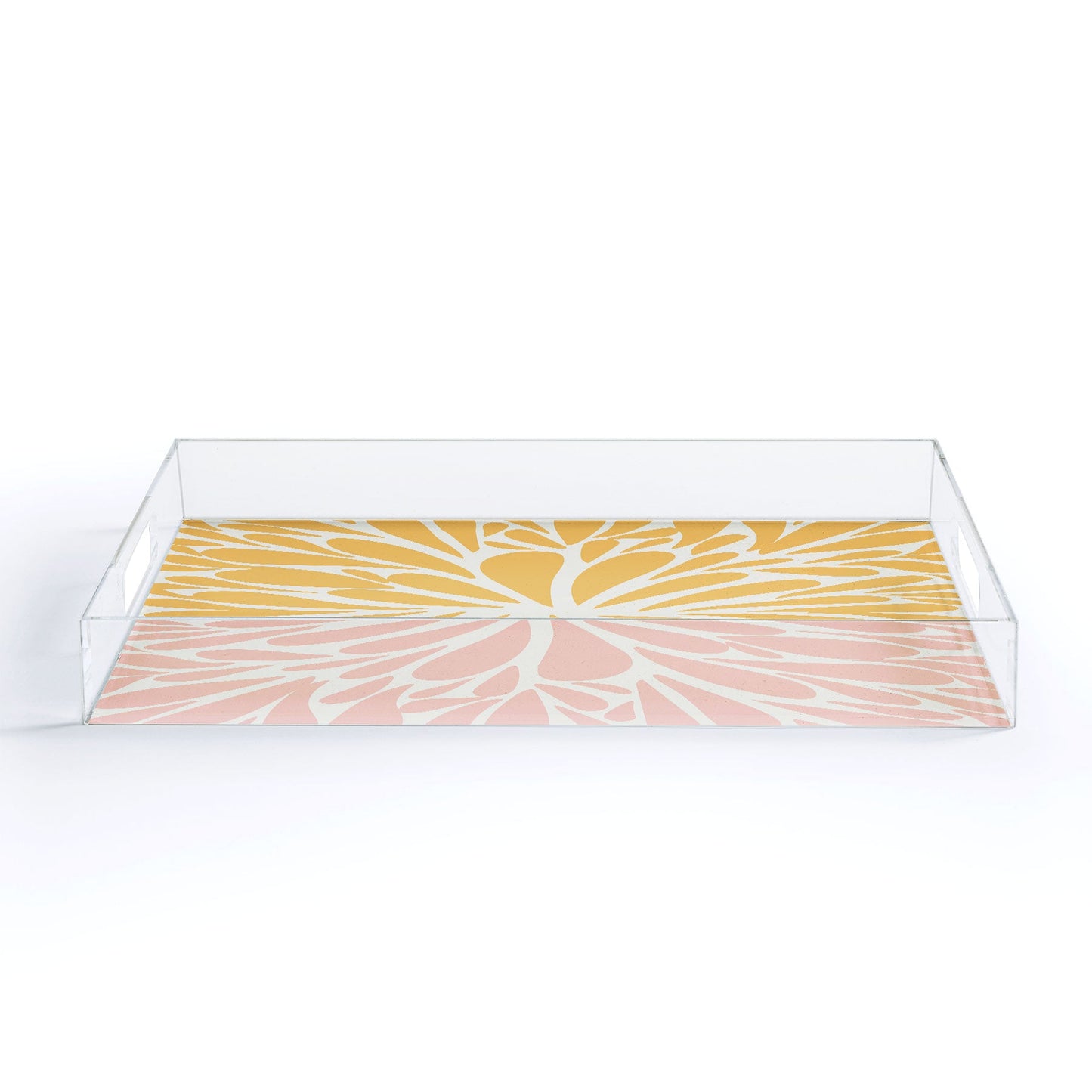 Angela Minca Yellow pastel floral burst Acrylic Tray