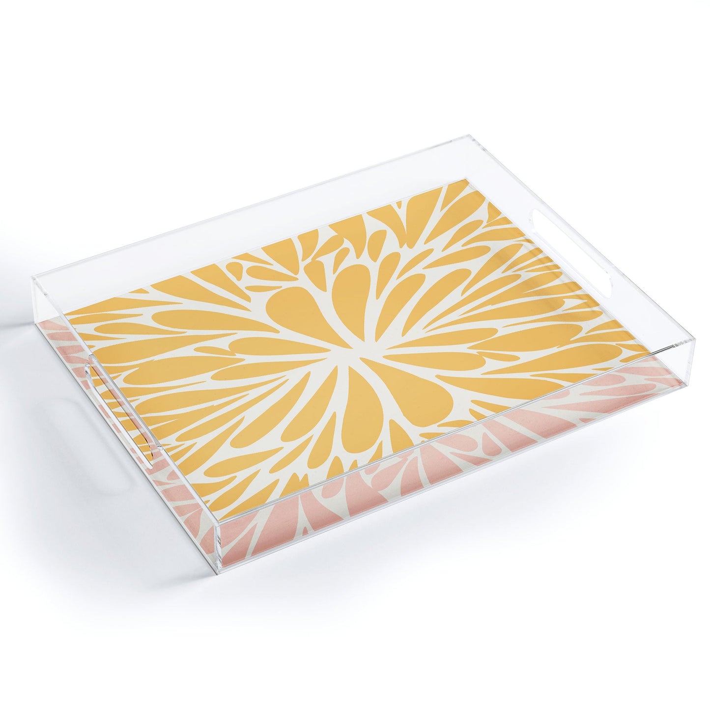 Angela Minca Yellow pastel floral burst Acrylic Tray