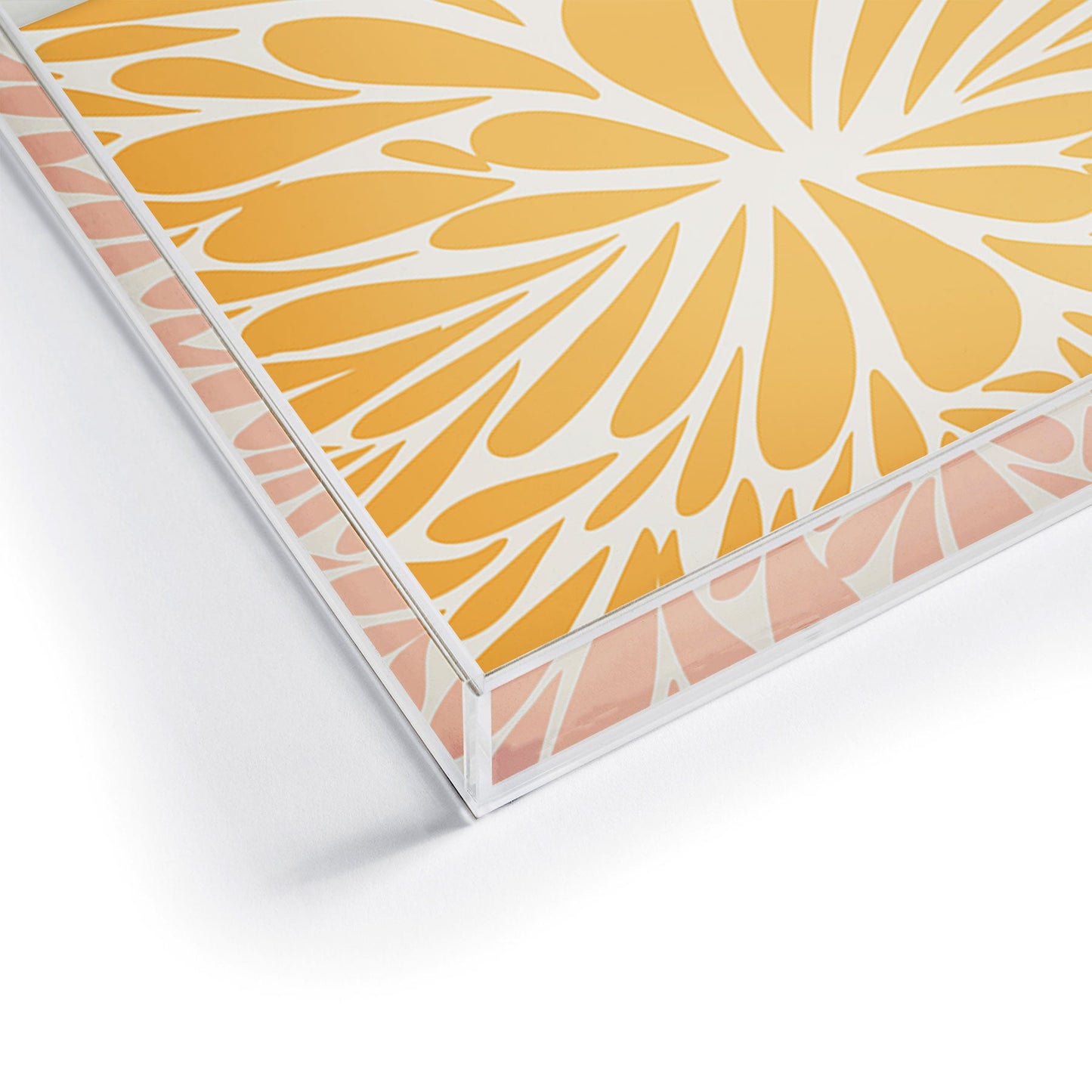 Angela Minca Yellow pastel floral burst Acrylic Tray