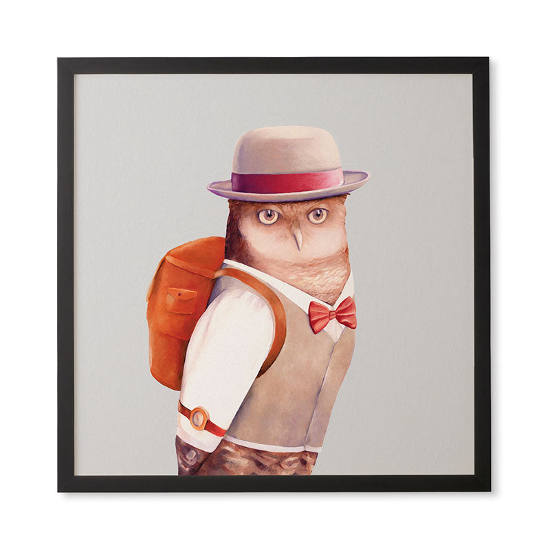 Animal Crew Travel Owl Framed Wall Art