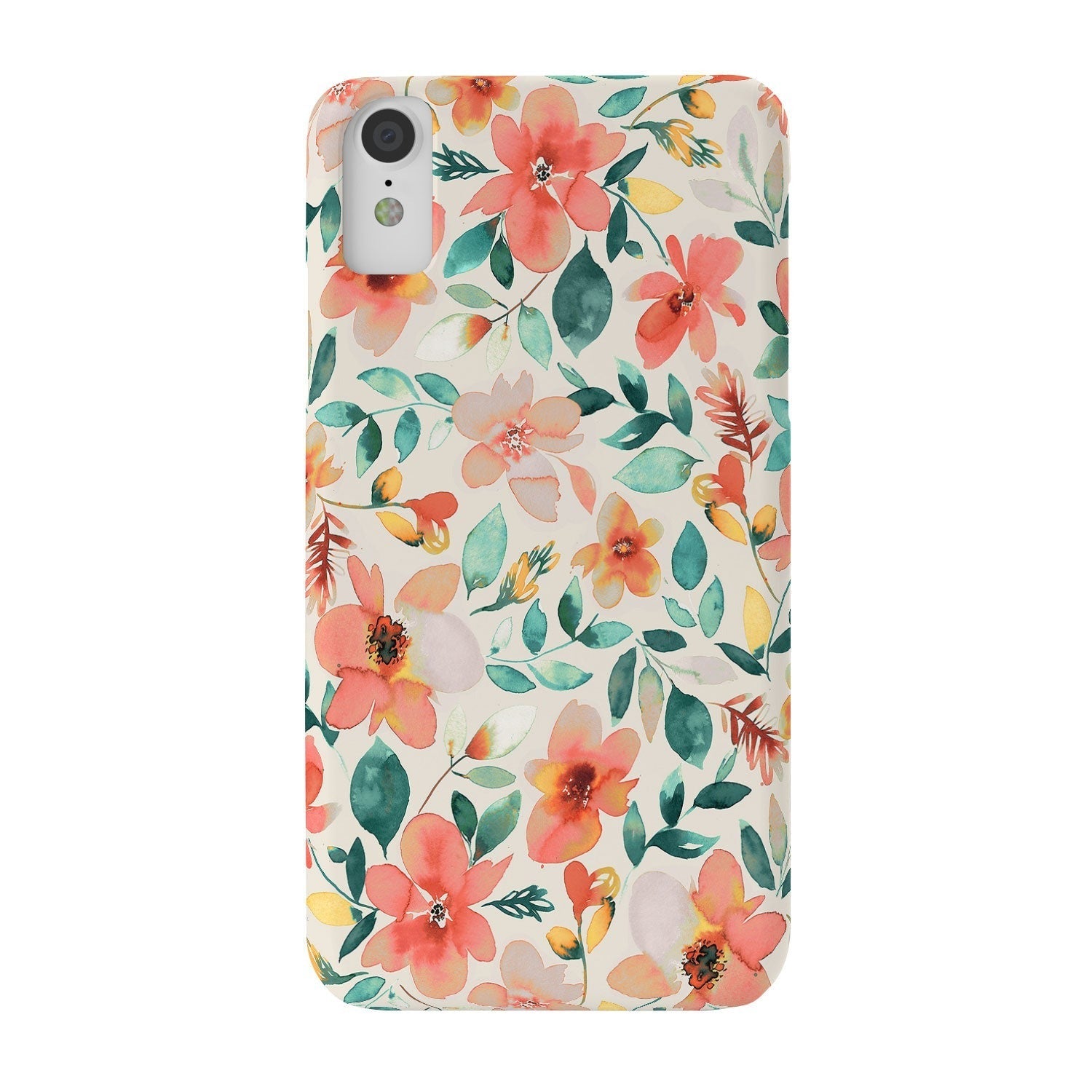 Ninola Design Botanic Retreat Tropical Whimsical Flowers Coral Green Phone Case