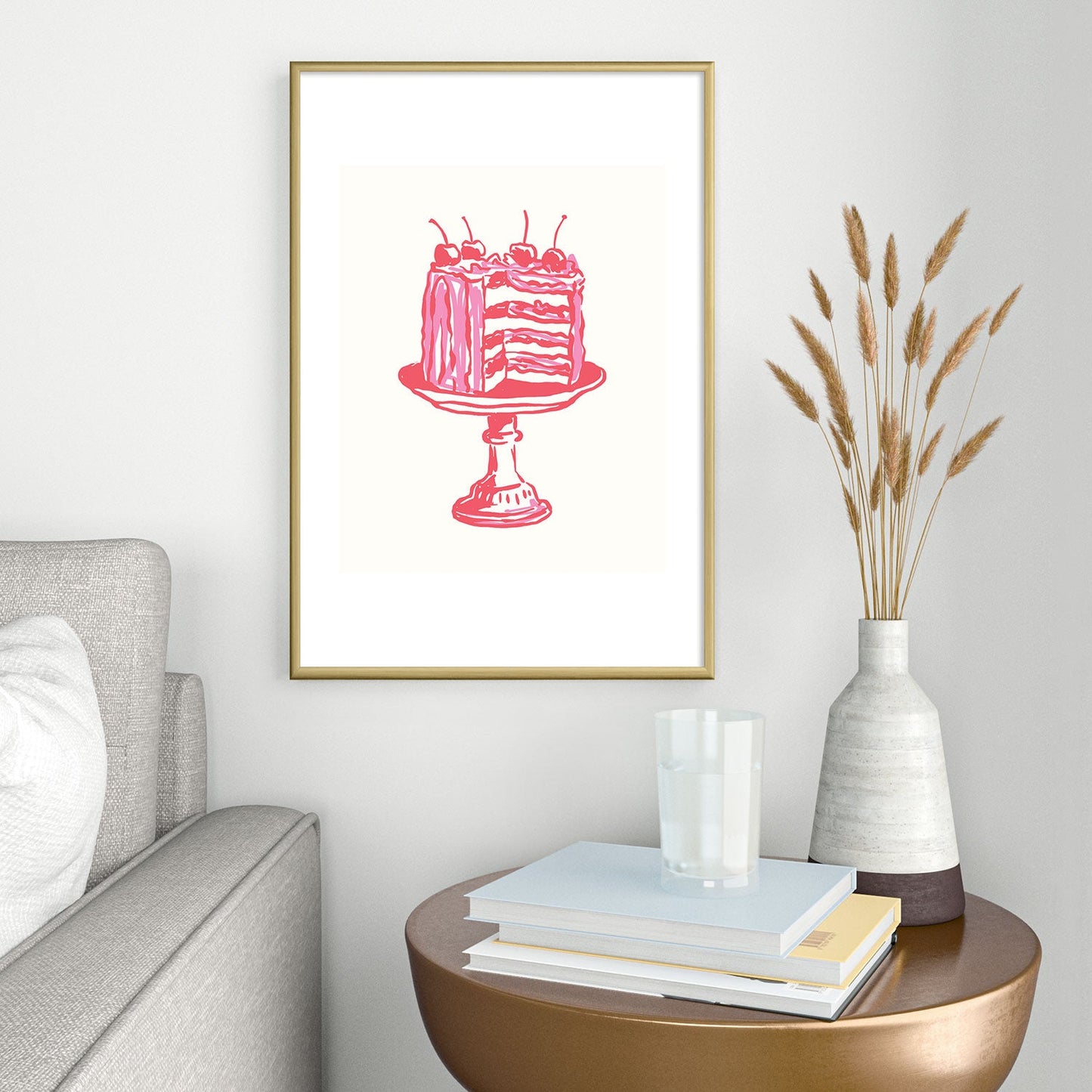 April Lane Art Pink Cake Metal Framed Art Print
