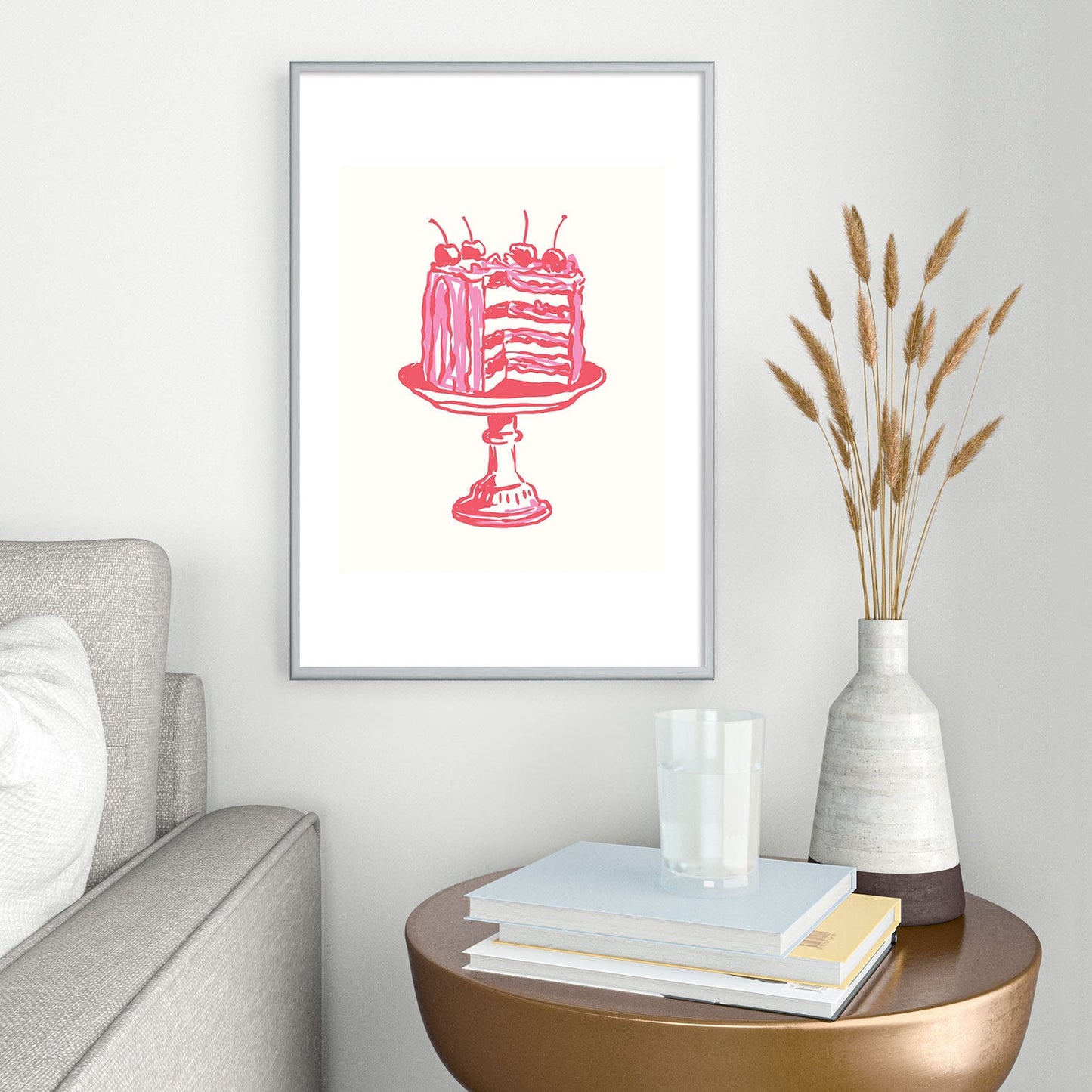 April Lane Art Pink Cake Metal Framed Art Print