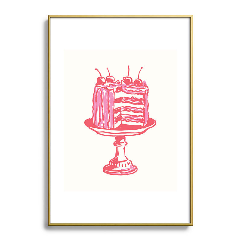 April Lane Art Pink Cake Metal Framed Art Print