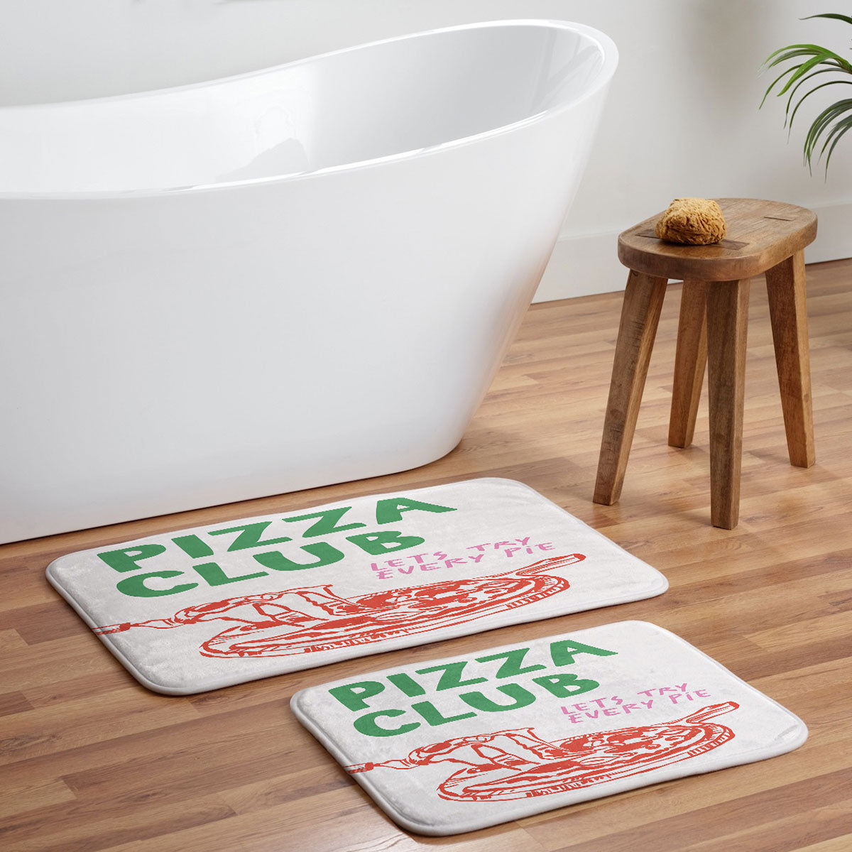 April Lane Art Pizza Club Memory Foam Bath Mat