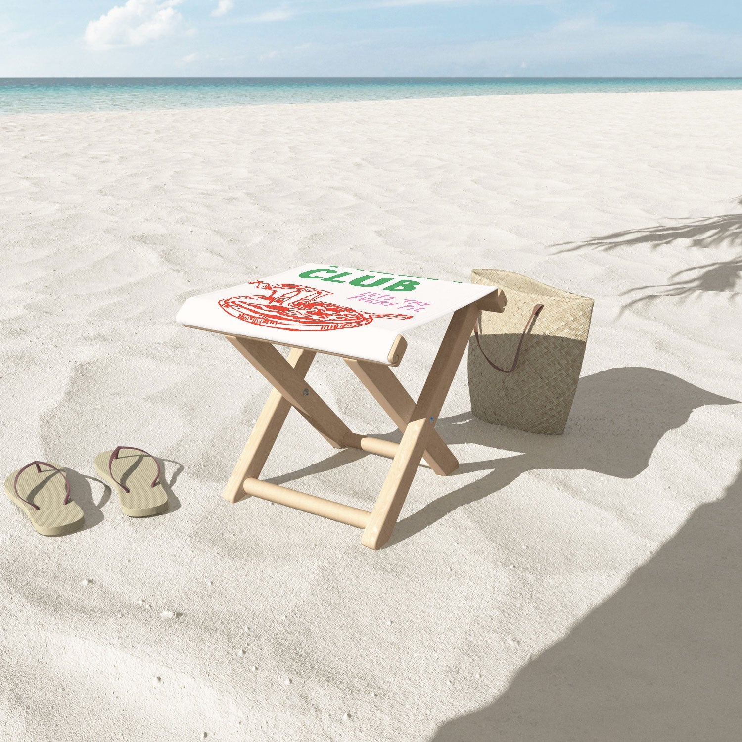 April Lane Art Pizza Club Folding Stool