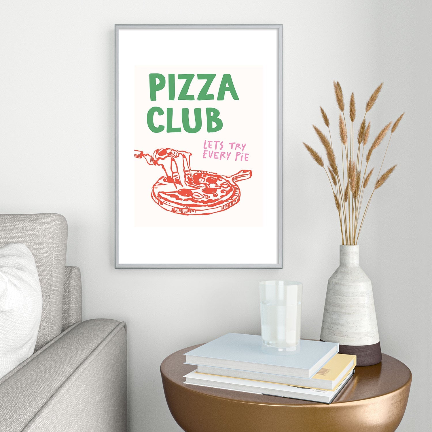 April Lane Art Pizza Club Metal Framed Art Print