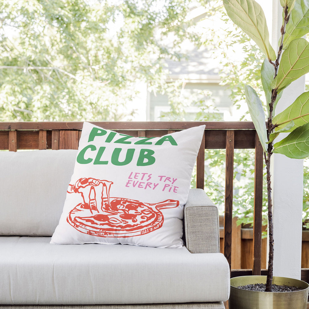 April Lane Art Pizza Club Outdoor Throw Pillow